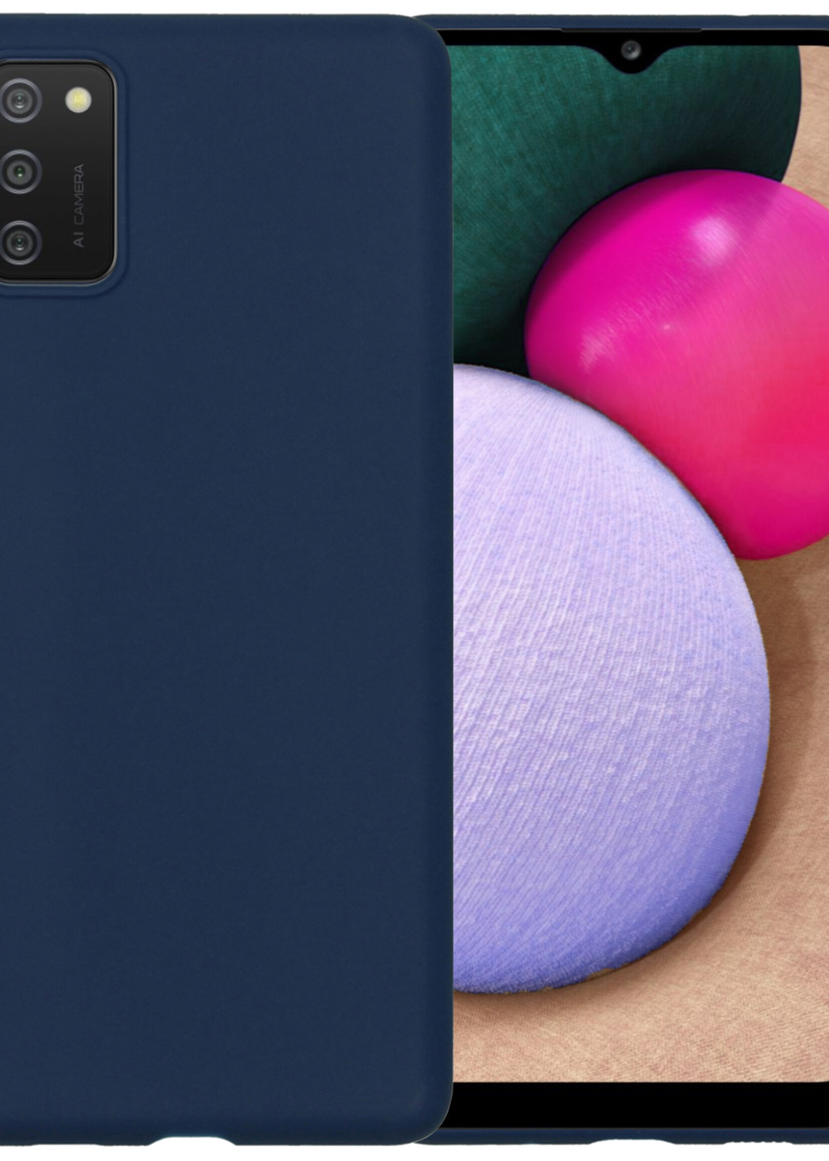 BTH Samsung Galaxy A03s Hoesje Siliconen Case Cover - Samsung A03s Hoesje Cover Hoes Siliconen - Donker Blauw