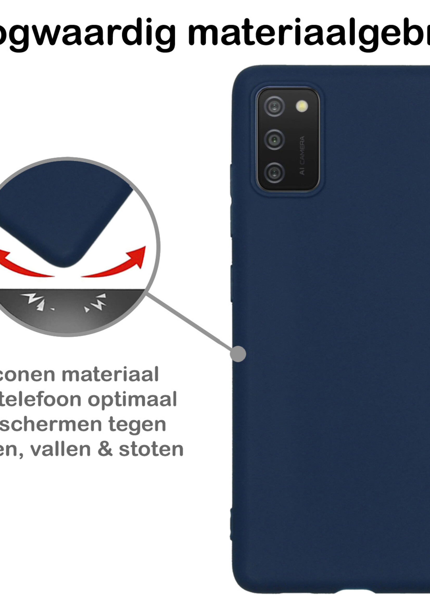 BTH Samsung Galaxy A03s Hoesje Siliconen Case Cover - Samsung A03s Hoesje Cover Hoes Siliconen - Donker Blauw
