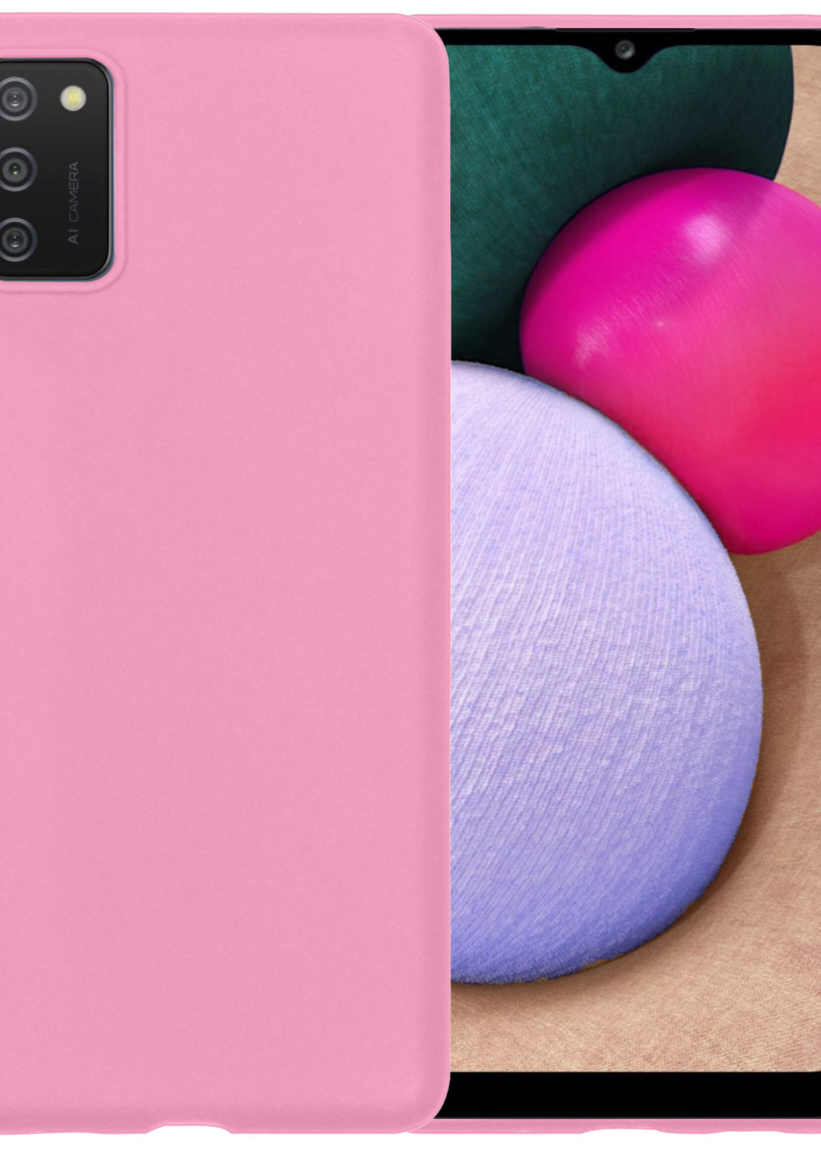 BTH Samsung Galaxy A03s Hoesje Siliconen Case Cover - Samsung A03s Hoesje Cover Hoes Siliconen - Licht Roze