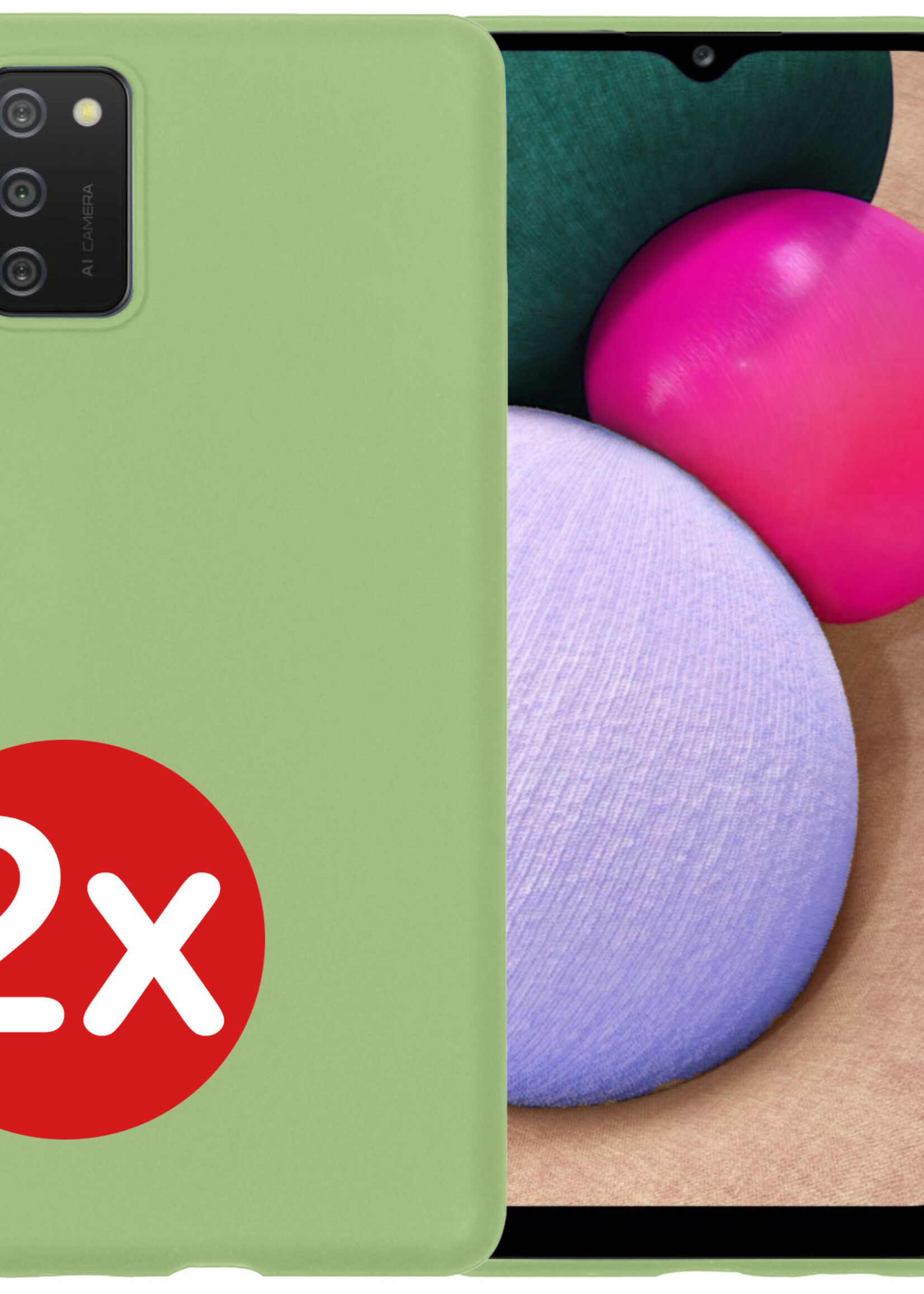 BTH Hoesje Geschikt voor Samsung A03s Hoesje Siliconen Case Hoes - Hoes Geschikt voor Samsung Galaxy A03s Hoes Cover Case - Groen - 2 PACK