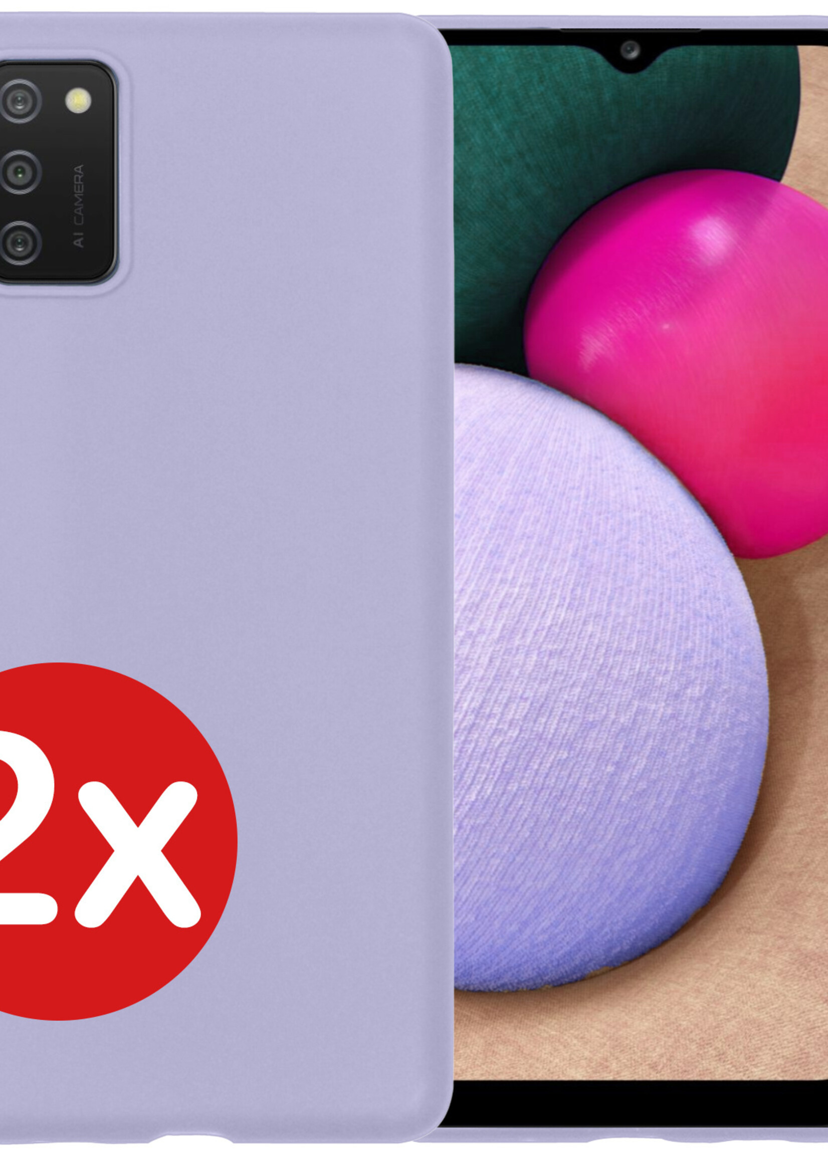 BTH Hoesje Geschikt voor Samsung A03s Hoesje Siliconen Case Hoes - Hoes Geschikt voor Samsung Galaxy A03s Hoes Cover Case - Lila - 2 PACK
