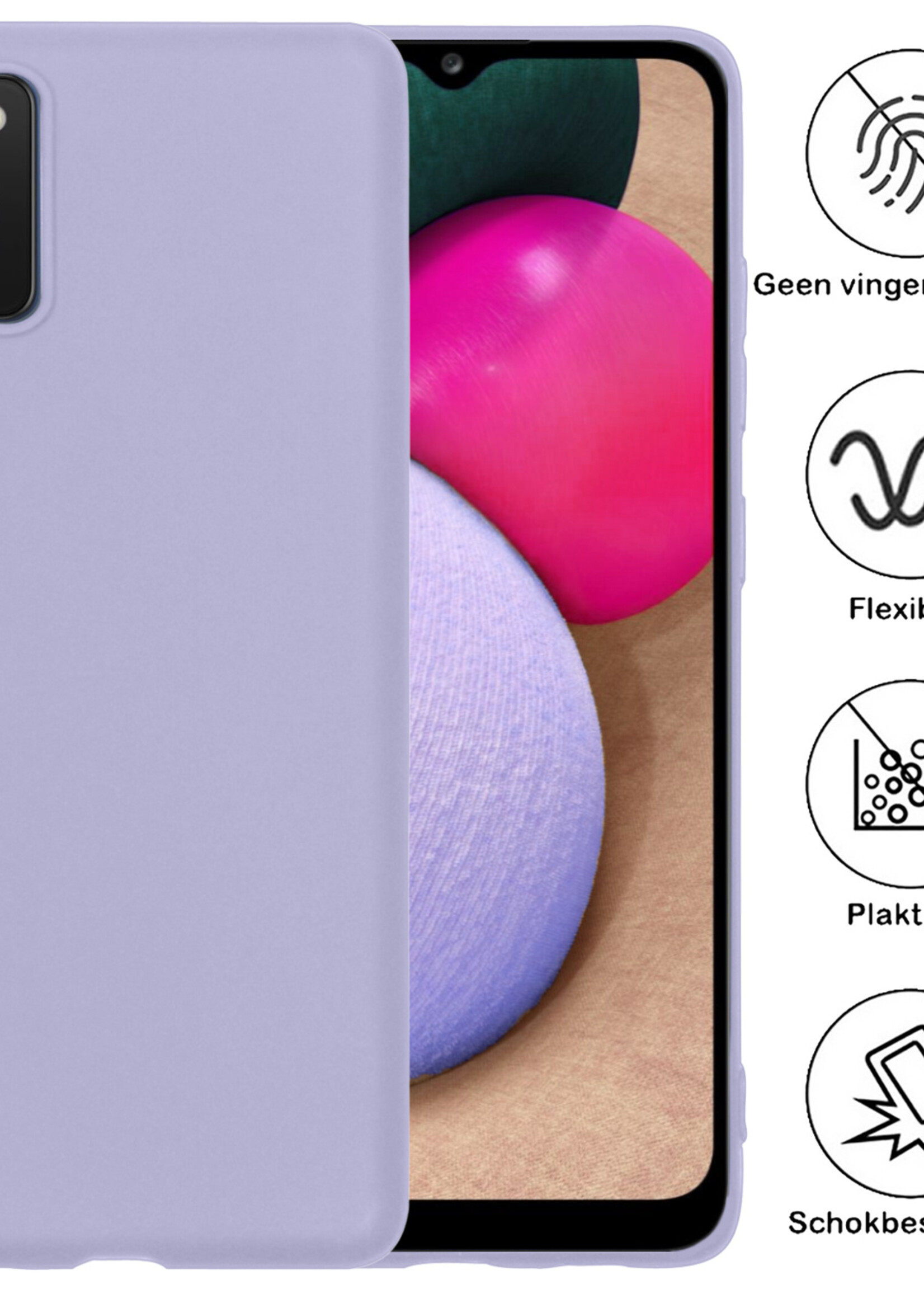 BTH Hoesje Geschikt voor Samsung A03s Hoesje Siliconen Case Hoes - Hoes Geschikt voor Samsung Galaxy A03s Hoes Cover Case - Lila - 2 PACK