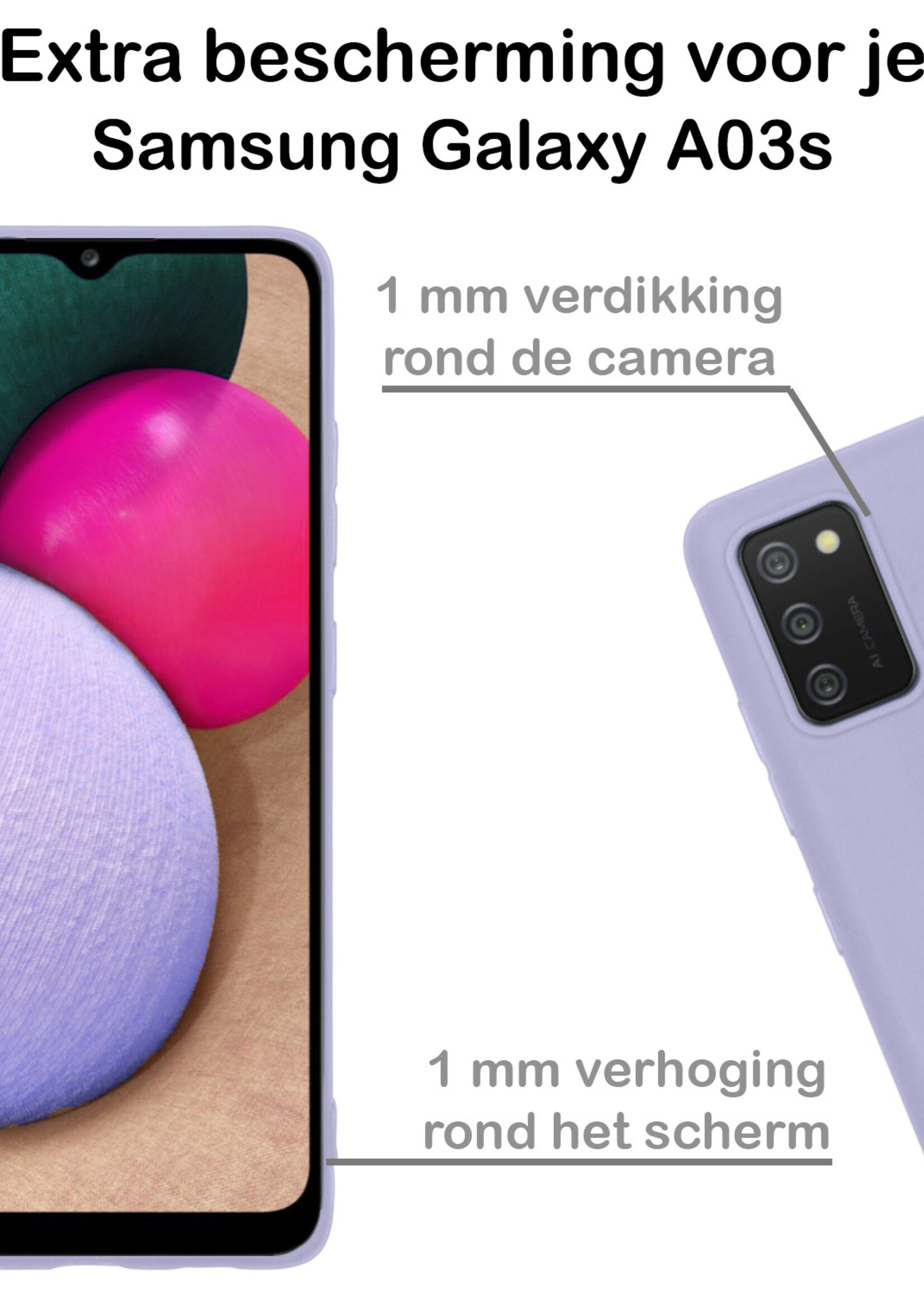 BTH Hoesje Geschikt voor Samsung A03s Hoesje Siliconen Case Hoes - Hoes Geschikt voor Samsung Galaxy A03s Hoes Cover Case - Lila - 2 PACK