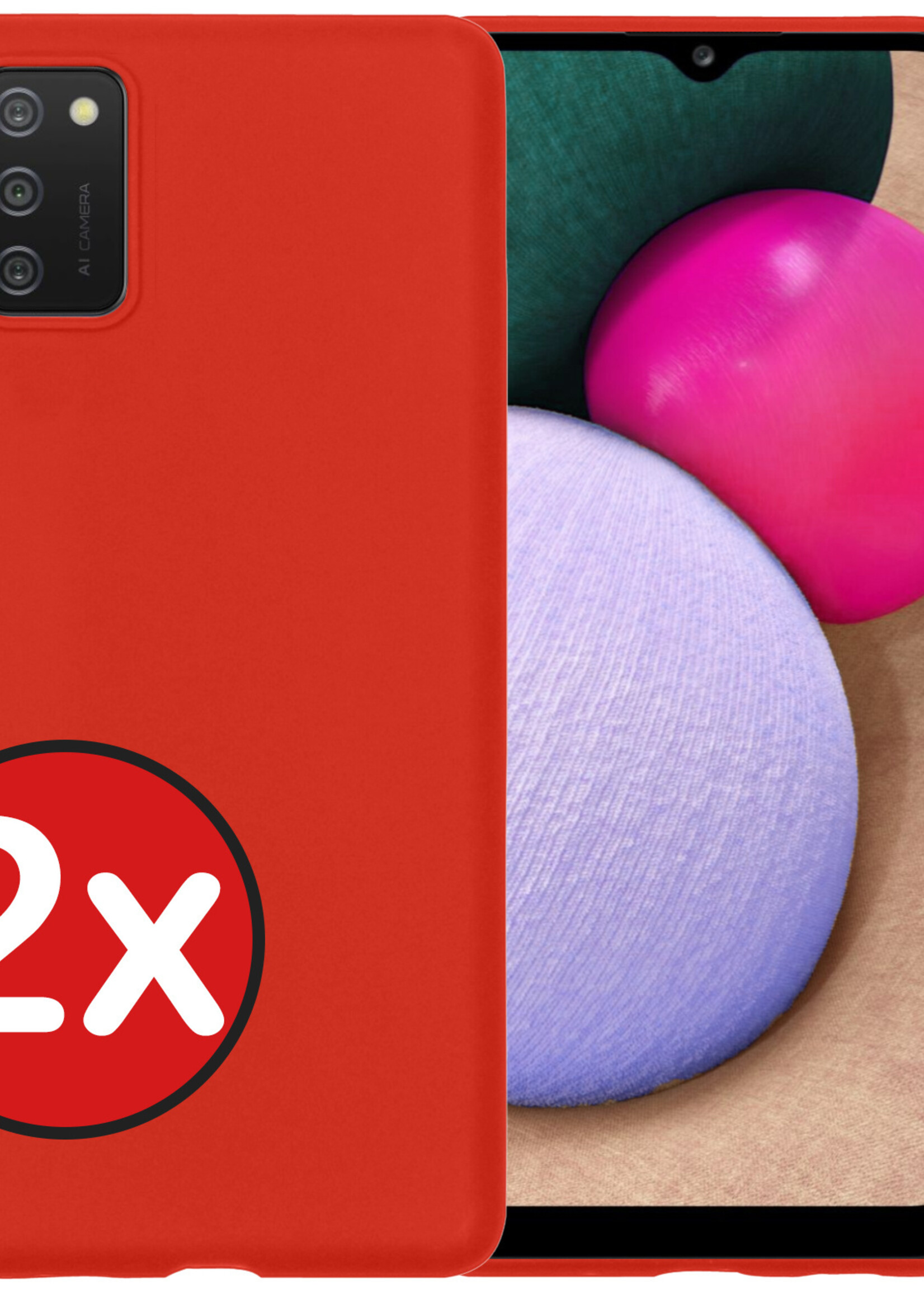 BTH Hoesje Geschikt voor Samsung A03s Hoesje Siliconen Case Hoes - Hoes Geschikt voor Samsung Galaxy A03s Hoes Cover Case - Rood - 2 PACK