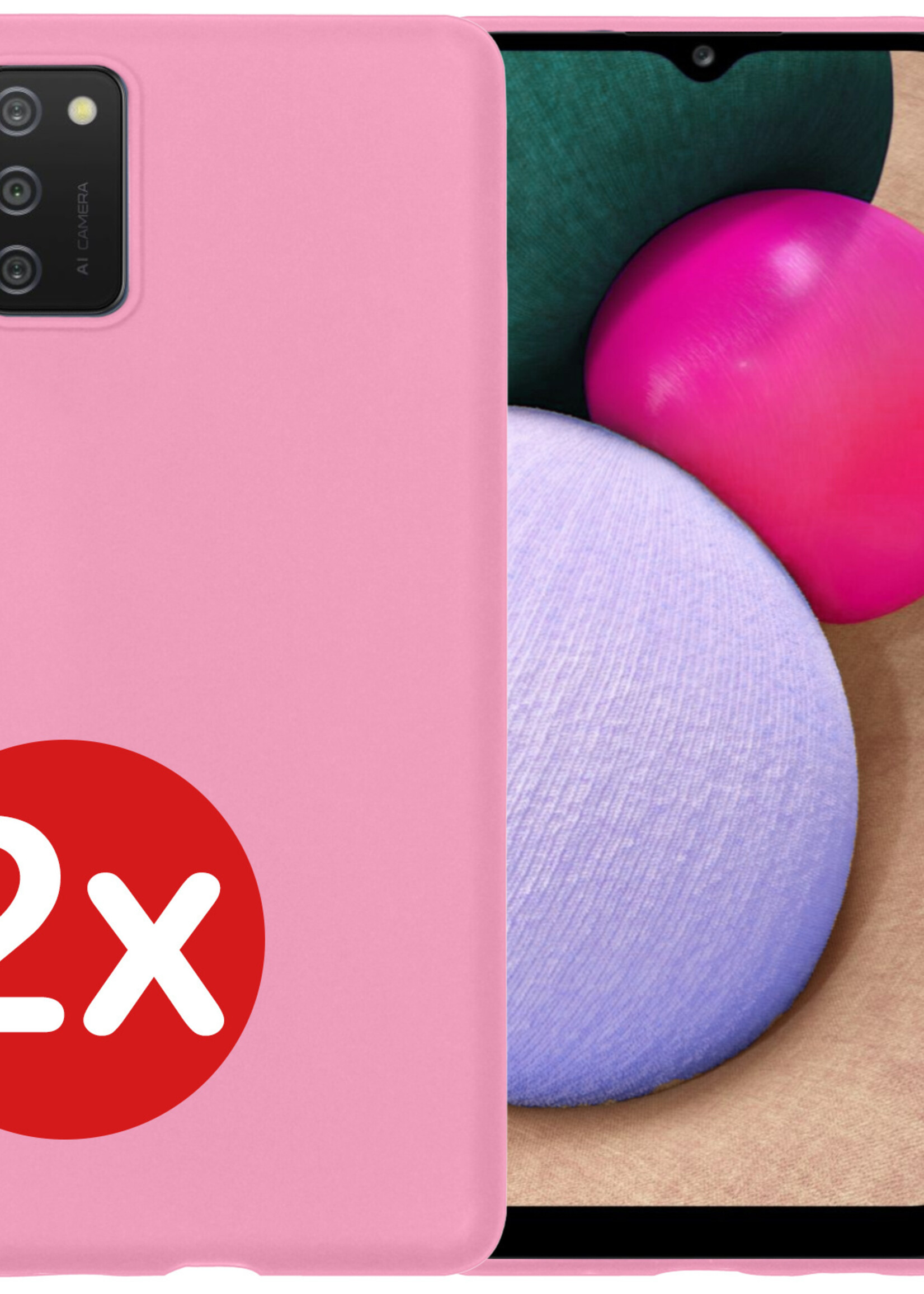 BTH Hoesje Geschikt voor Samsung A03s Hoesje Siliconen Case Hoes - Hoes Geschikt voor Samsung Galaxy A03s Hoes Cover Case - Lichtroze - 2 PACK