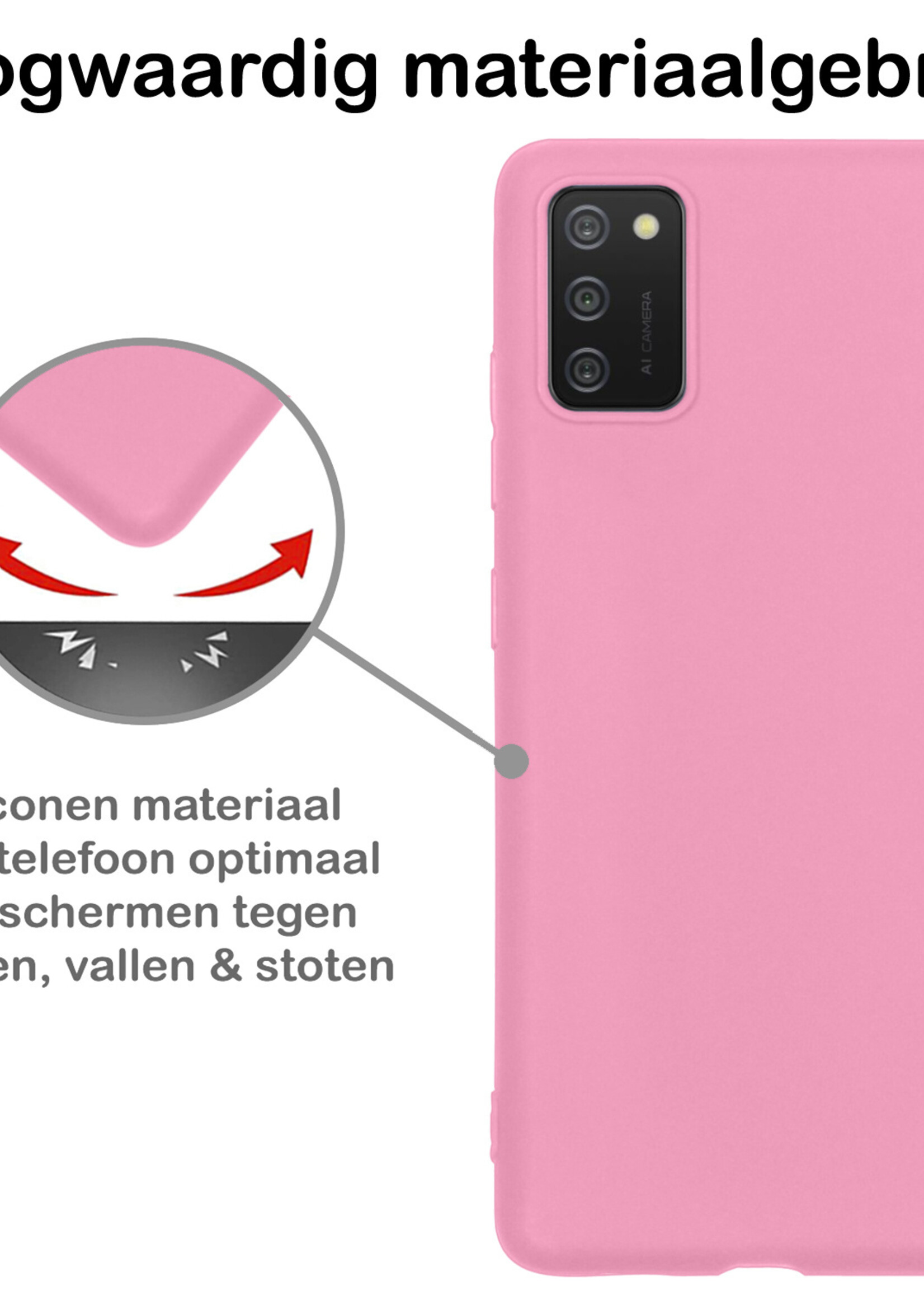 BTH Hoesje Geschikt voor Samsung A03s Hoesje Siliconen Case Hoes - Hoes Geschikt voor Samsung Galaxy A03s Hoes Cover Case - Lichtroze - 2 PACK