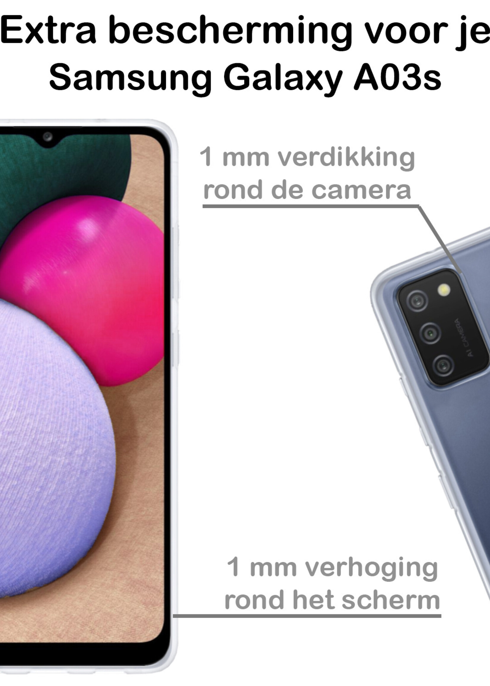 BTH Hoesje Geschikt voor Samsung A03s Hoesje Siliconen Case Hoes - Hoes Geschikt voor Samsung Galaxy A03s Hoes Cover Case - Transparant - 2 PACK