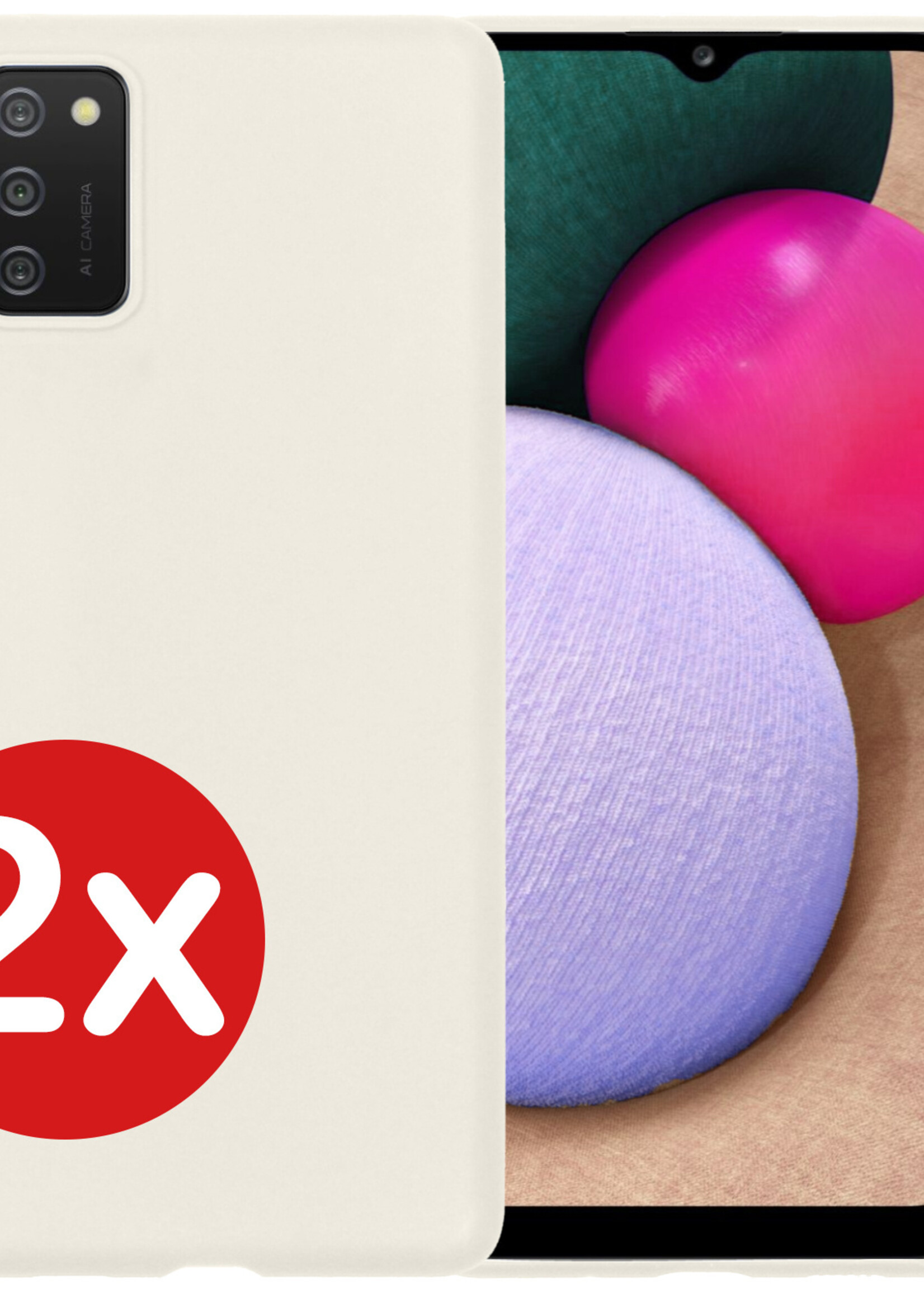 BTH Hoesje Geschikt voor Samsung A03s Hoesje Siliconen Case Hoes - Hoes Geschikt voor Samsung Galaxy A03s Hoes Cover Case - Wit - 2 PACK