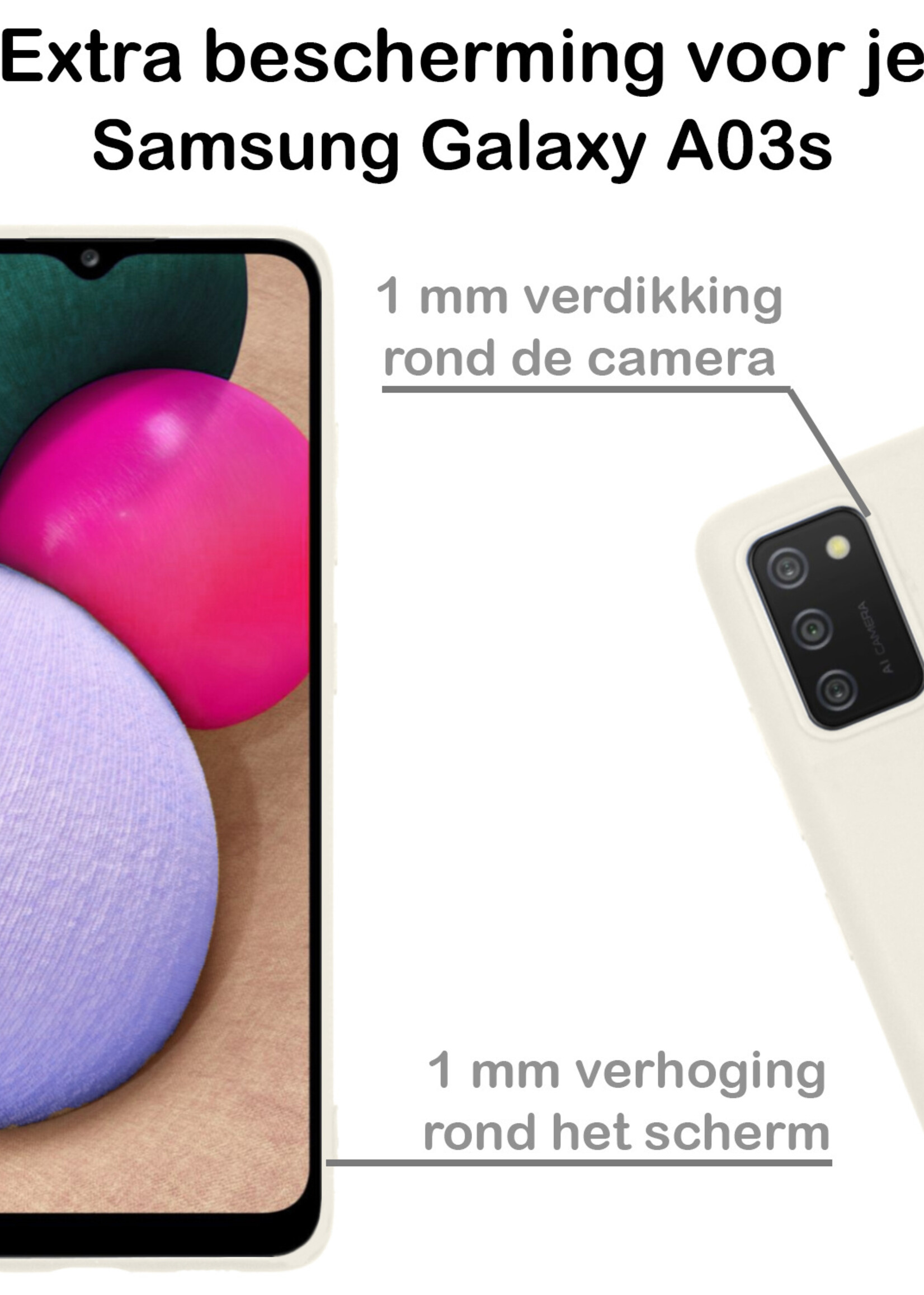 BTH Hoesje Geschikt voor Samsung A03s Hoesje Siliconen Case Hoes - Hoes Geschikt voor Samsung Galaxy A03s Hoes Cover Case - Wit - 2 PACK