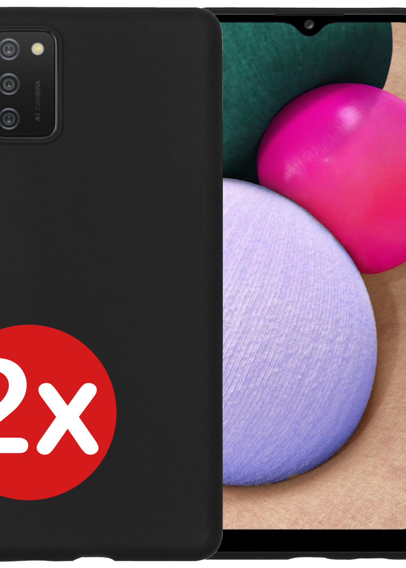 BTH Hoesje Geschikt voor Samsung A03s Hoesje Siliconen Case Hoes - Hoes Geschikt voor Samsung Galaxy A03s Hoes Cover Case - Zwart - 2 PACK