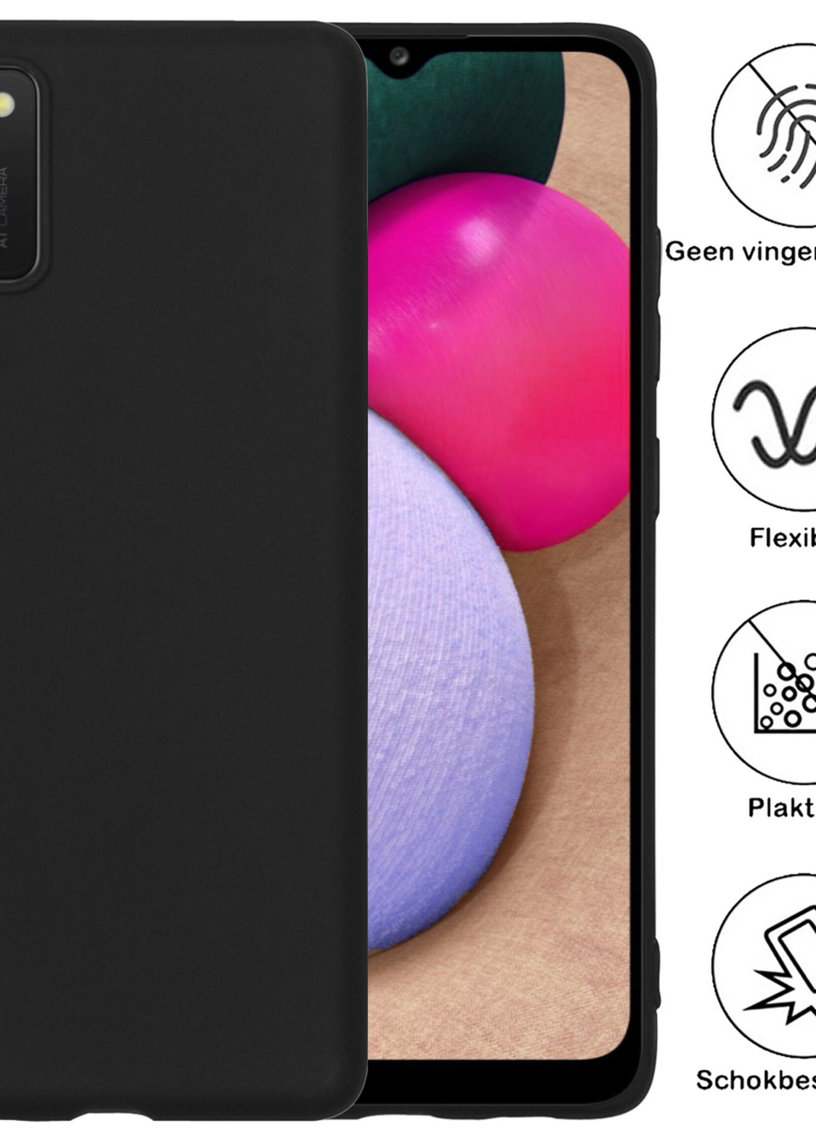 BTH Hoesje Geschikt voor Samsung A03s Hoesje Siliconen Case Hoes - Hoes Geschikt voor Samsung Galaxy A03s Hoes Cover Case - Zwart - 2 PACK