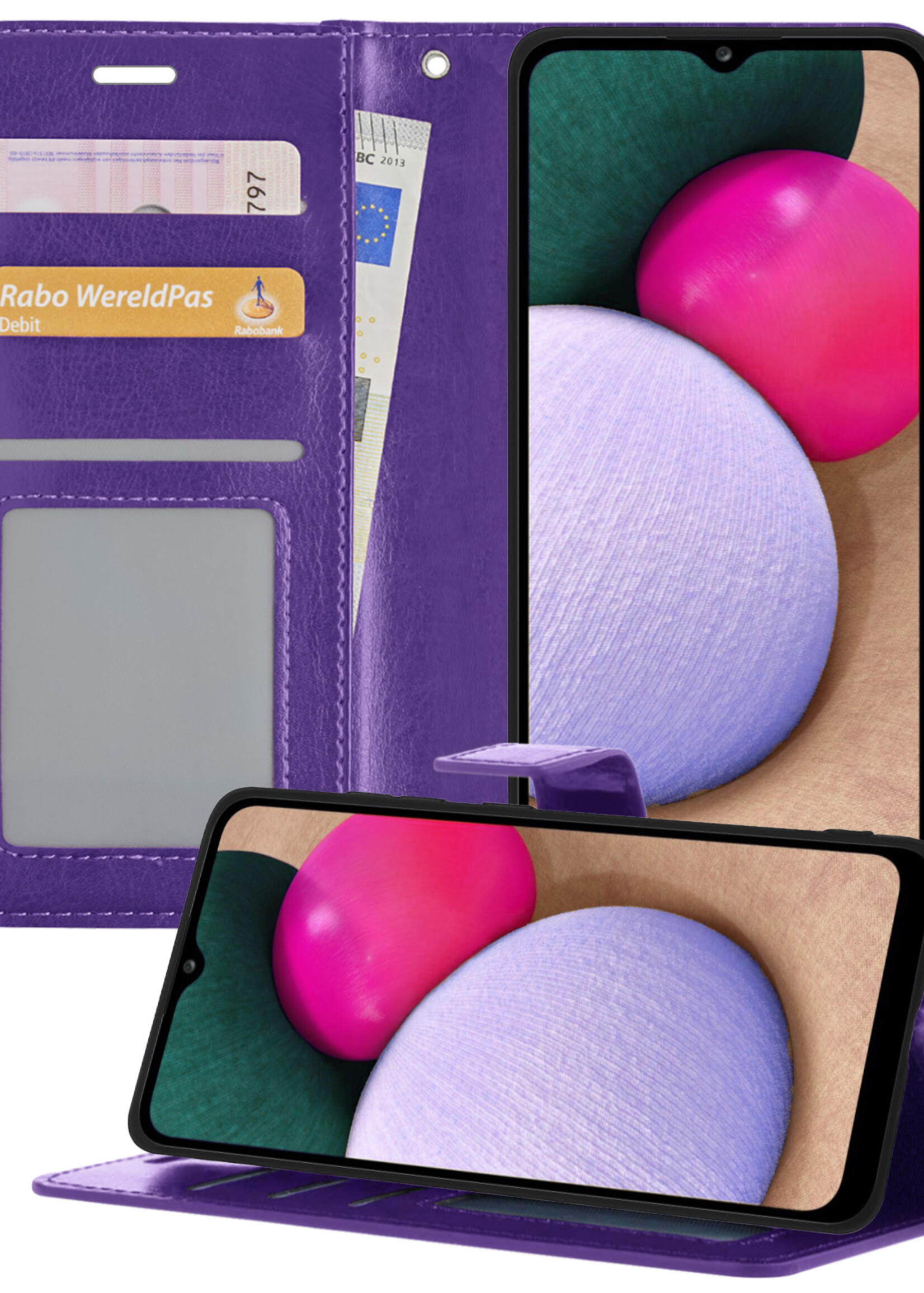 BTH Samsung A03s Hoesje Book Case Hoes - Samsung Galaxy A03s Case Hoesje Portemonnee Cover - Samsung A03s Hoes Wallet Case Hoesje - Paars