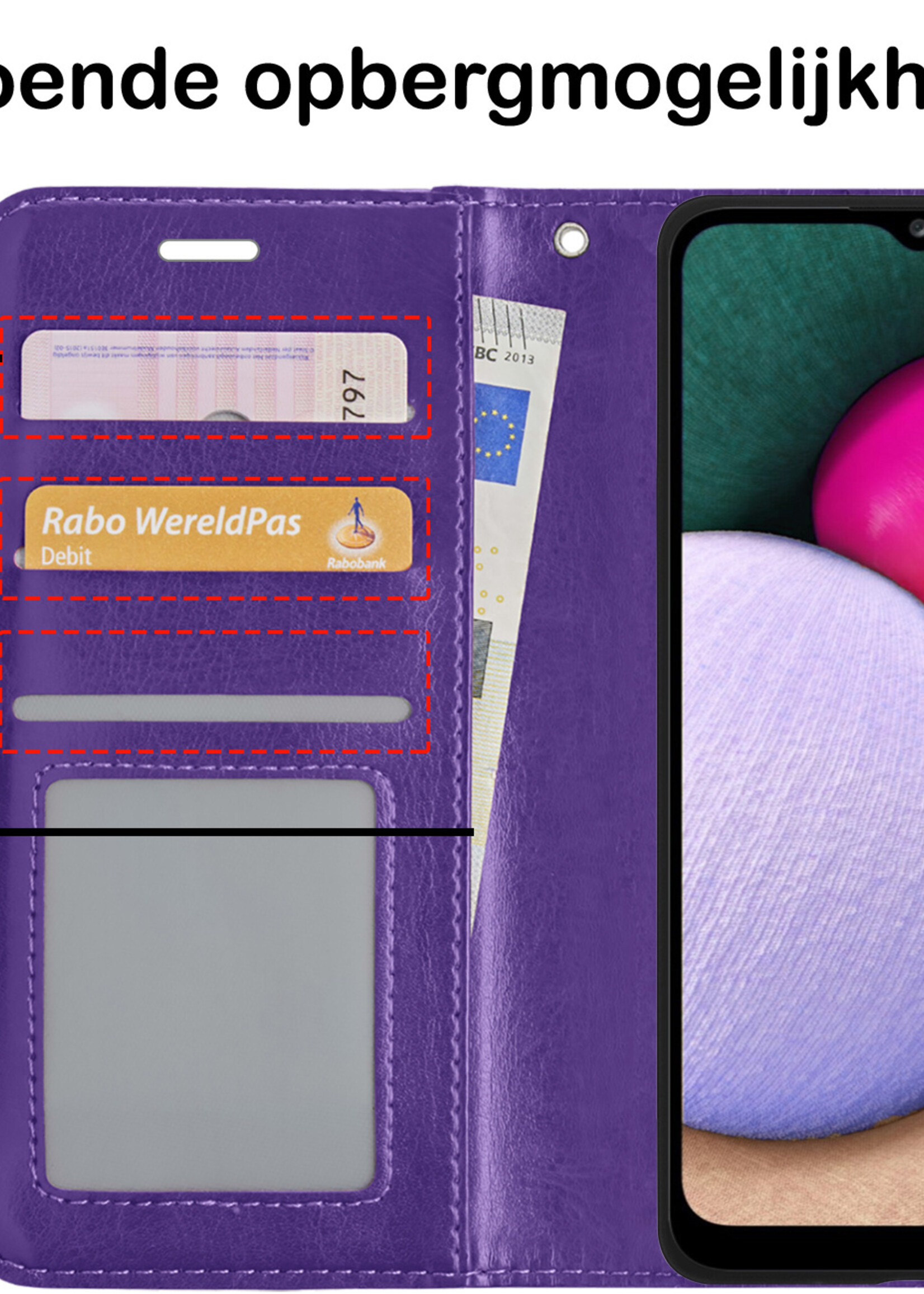 BTH Samsung A03s Hoesje Book Case Hoes - Samsung Galaxy A03s Case Hoesje Portemonnee Cover - Samsung A03s Hoes Wallet Case Hoesje - Paars