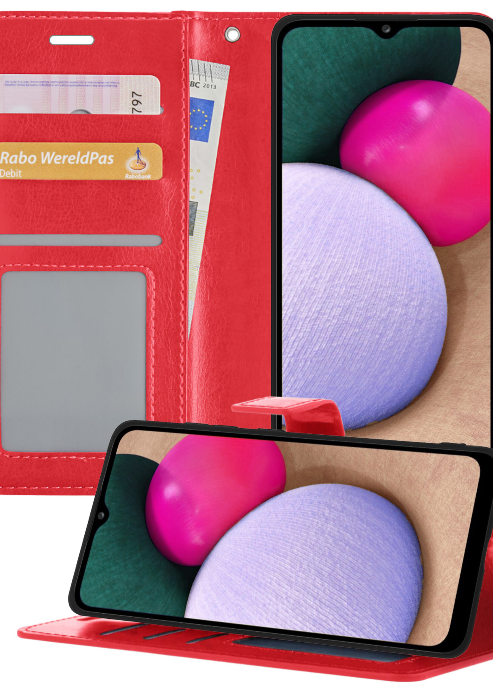 BTH Samsung A03s Hoesje Book Case Hoes - Samsung Galaxy A03s Case Hoesje Portemonnee Cover - Samsung A03s Hoes Wallet Case Hoesje - Rood