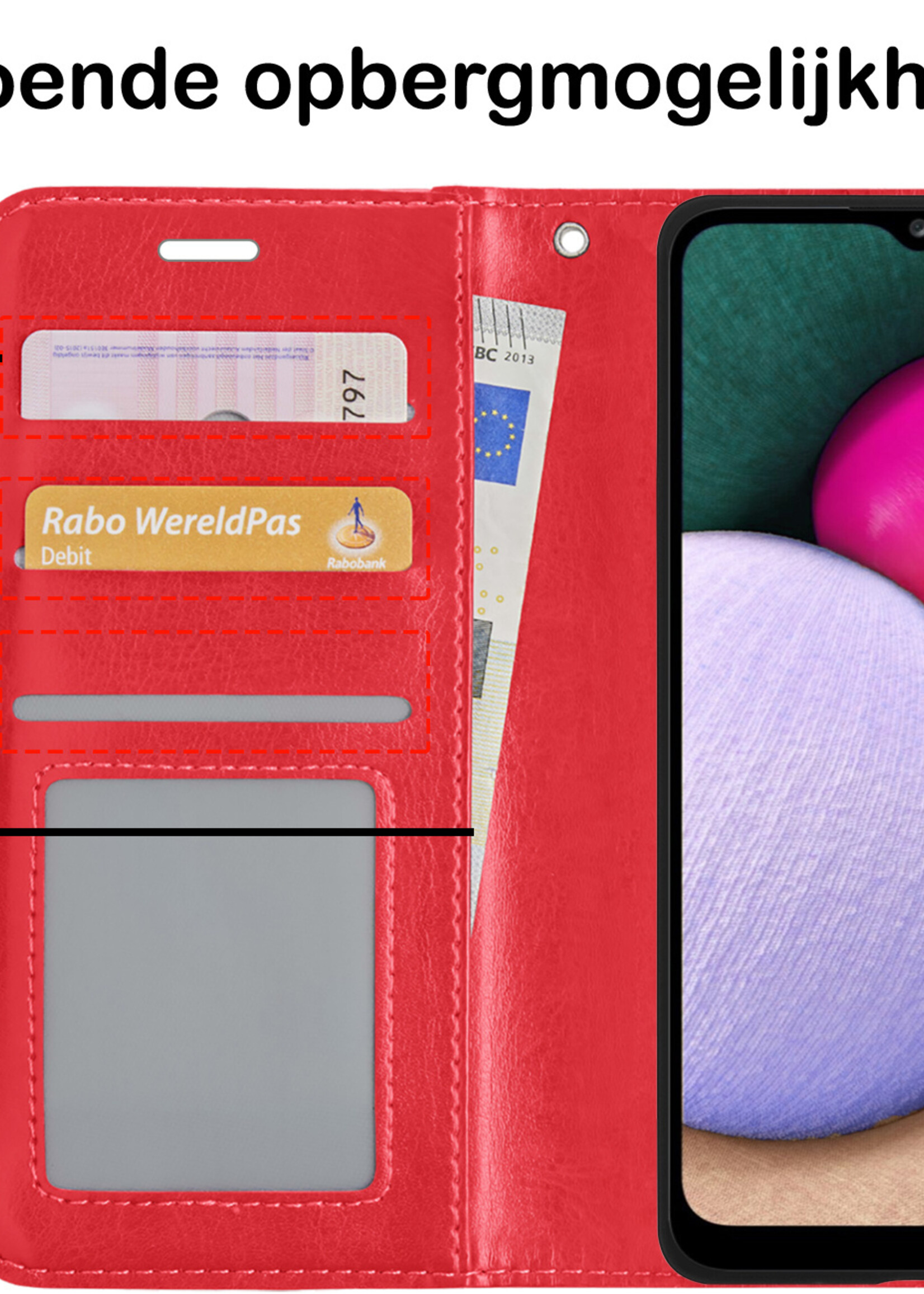 BTH Samsung A03s Hoesje Book Case Hoes - Samsung Galaxy A03s Case Hoesje Portemonnee Cover - Samsung A03s Hoes Wallet Case Hoesje - Rood