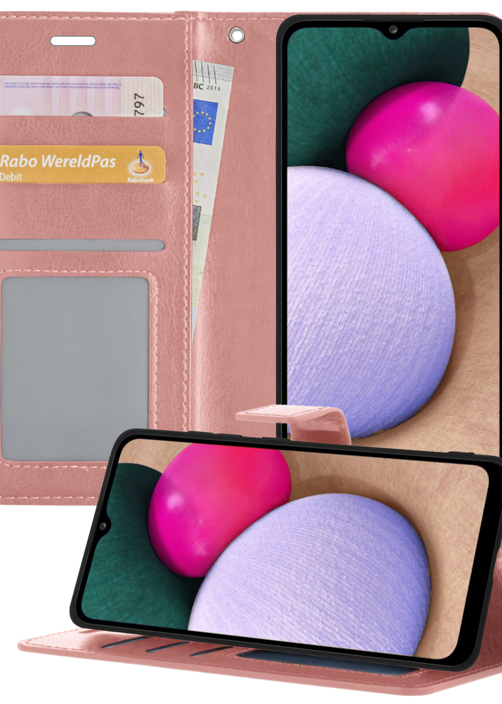 BTH Samsung A03s Hoesje Book Case Hoes - Samsung Galaxy A03s Case Hoesje Portemonnee Cover - Samsung A03s Hoes Wallet Case Hoesje - Rose Goud