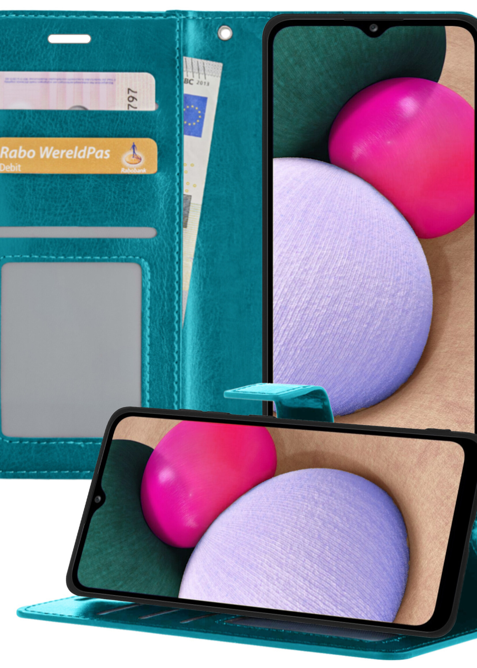 BTH Samsung A03s Hoesje Book Case Hoes - Samsung Galaxy A03s Case Hoesje Portemonnee Cover - Samsung A03s Hoes Wallet Case Hoesje - Turquoise