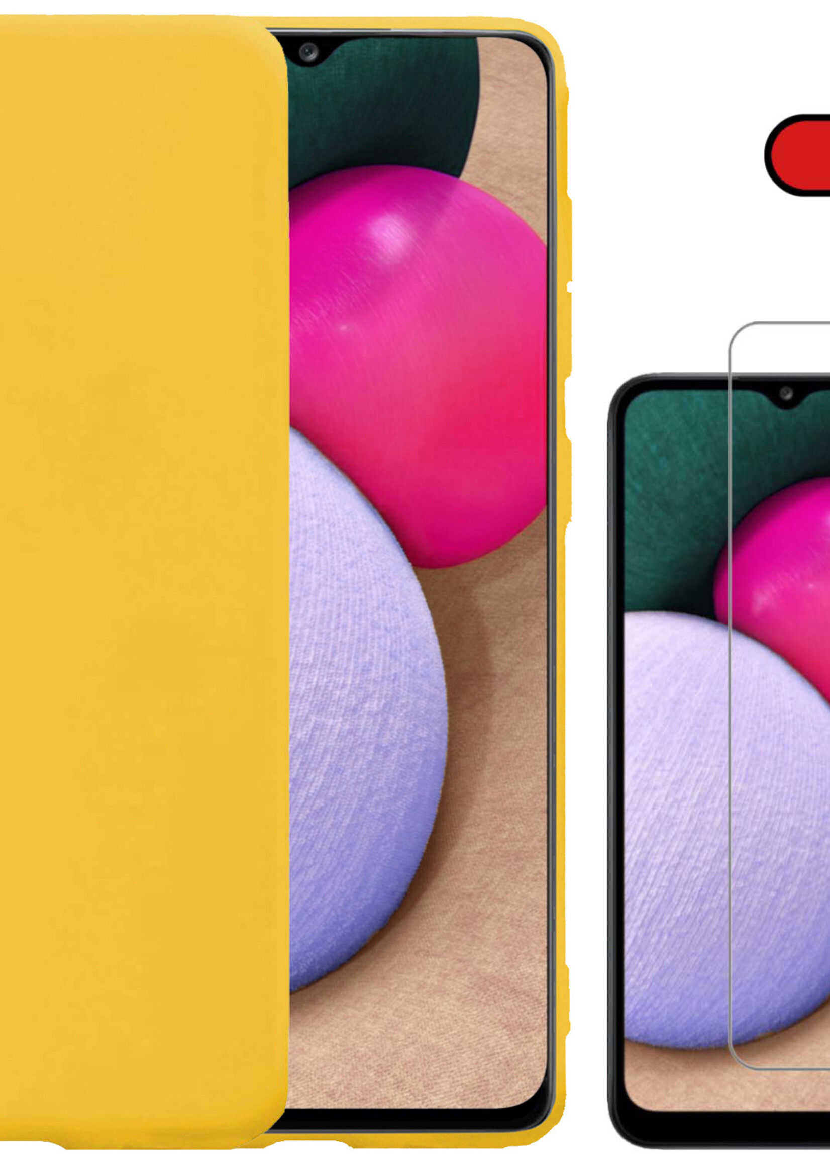 BTH Hoesje Geschikt voor Samsung A03s Hoesje Siliconen Case Hoes Met Screenprotector - Hoes Geschikt voor Samsung Galaxy A03s Hoes Cover Case - Geel