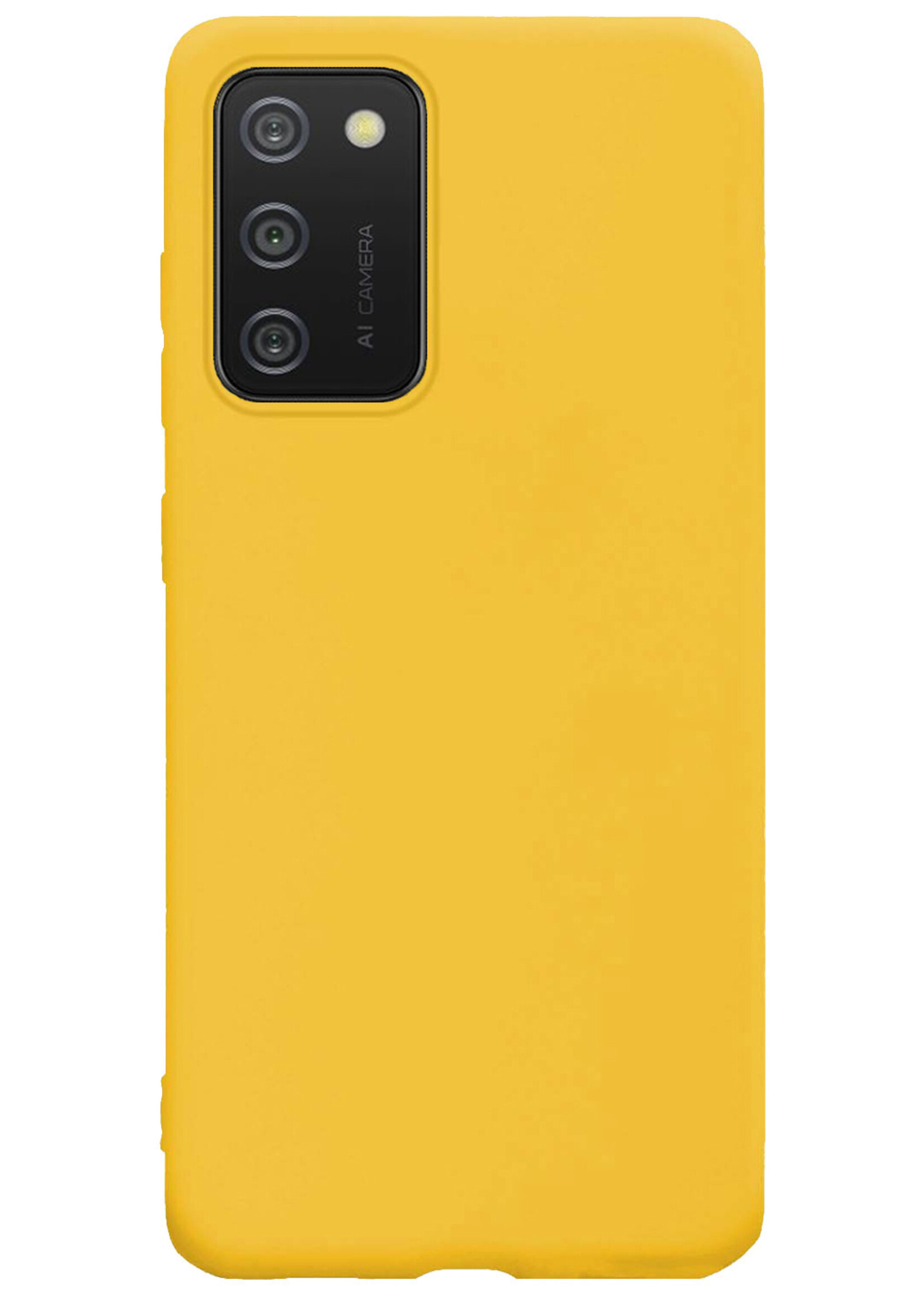 BTH Hoesje Geschikt voor Samsung A03s Hoesje Siliconen Case Hoes Met Screenprotector - Hoes Geschikt voor Samsung Galaxy A03s Hoes Cover Case - Geel