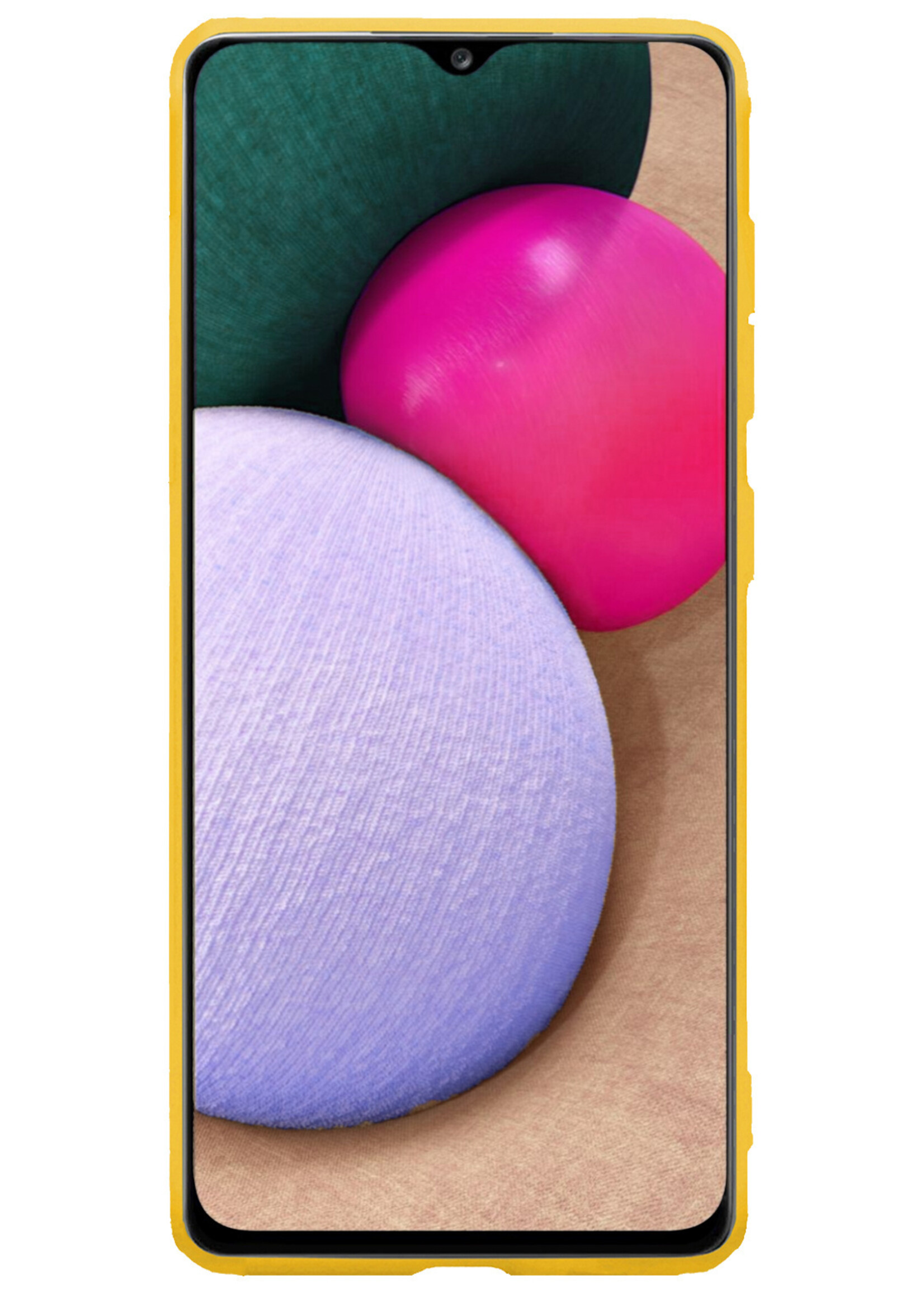 BTH Hoesje Geschikt voor Samsung A03s Hoesje Siliconen Case Hoes Met Screenprotector - Hoes Geschikt voor Samsung Galaxy A03s Hoes Cover Case - Geel