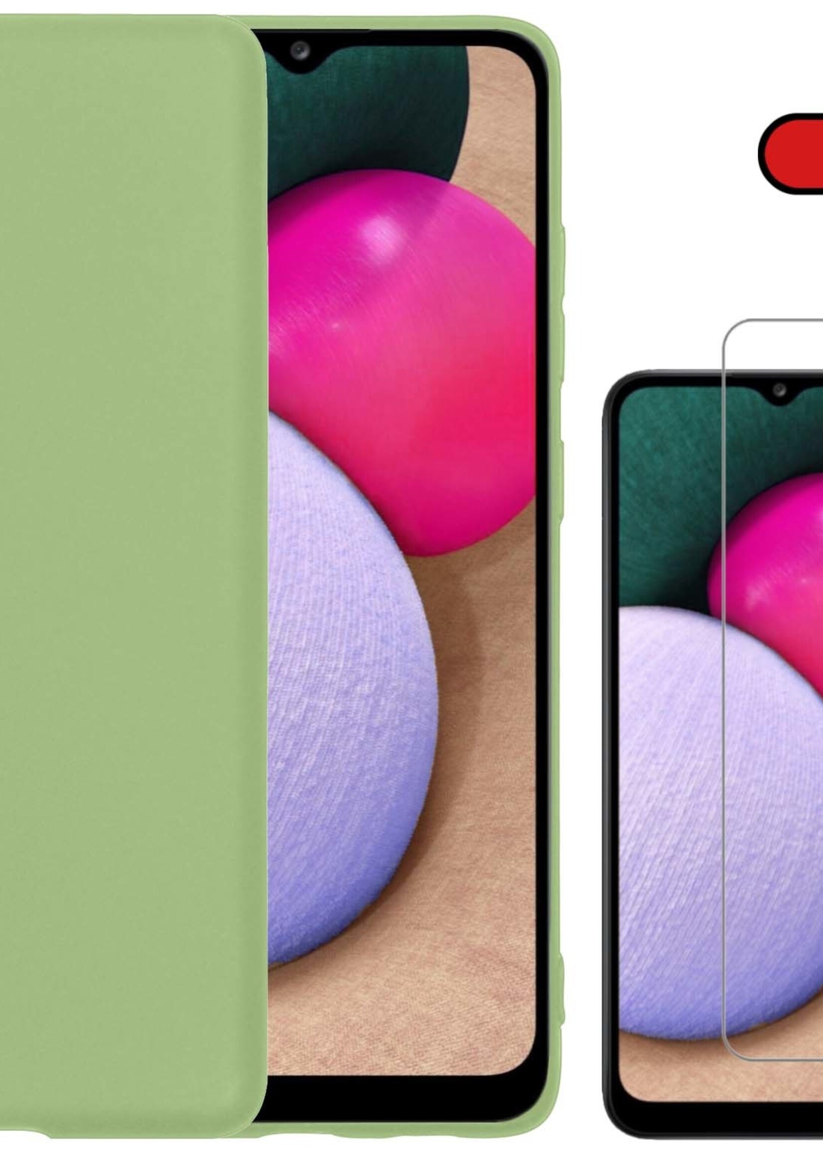 BTH Hoesje Geschikt voor Samsung A03s Hoesje Siliconen Case Hoes Met Screenprotector - Hoes Geschikt voor Samsung Galaxy A03s Hoes Cover Case - Groen
