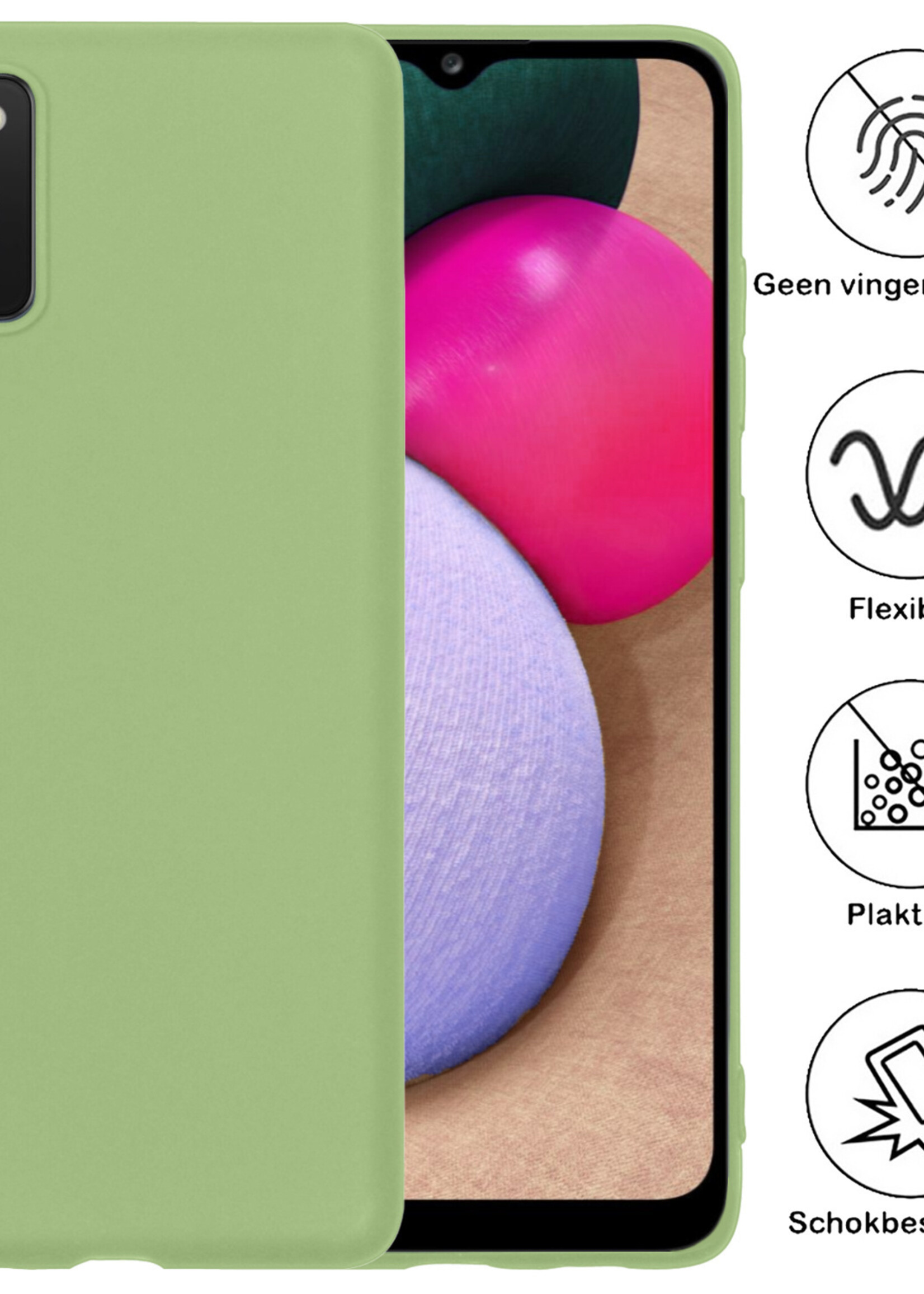 BTH Hoesje Geschikt voor Samsung A03s Hoesje Siliconen Case Hoes Met Screenprotector - Hoes Geschikt voor Samsung Galaxy A03s Hoes Cover Case - Groen