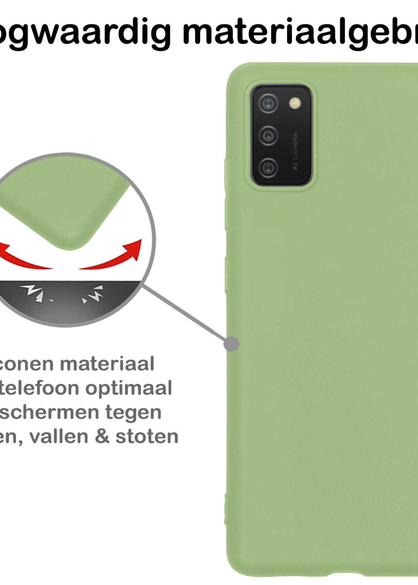 BTH Hoesje Geschikt voor Samsung A03s Hoesje Siliconen Case Hoes Met Screenprotector - Hoes Geschikt voor Samsung Galaxy A03s Hoes Cover Case - Groen
