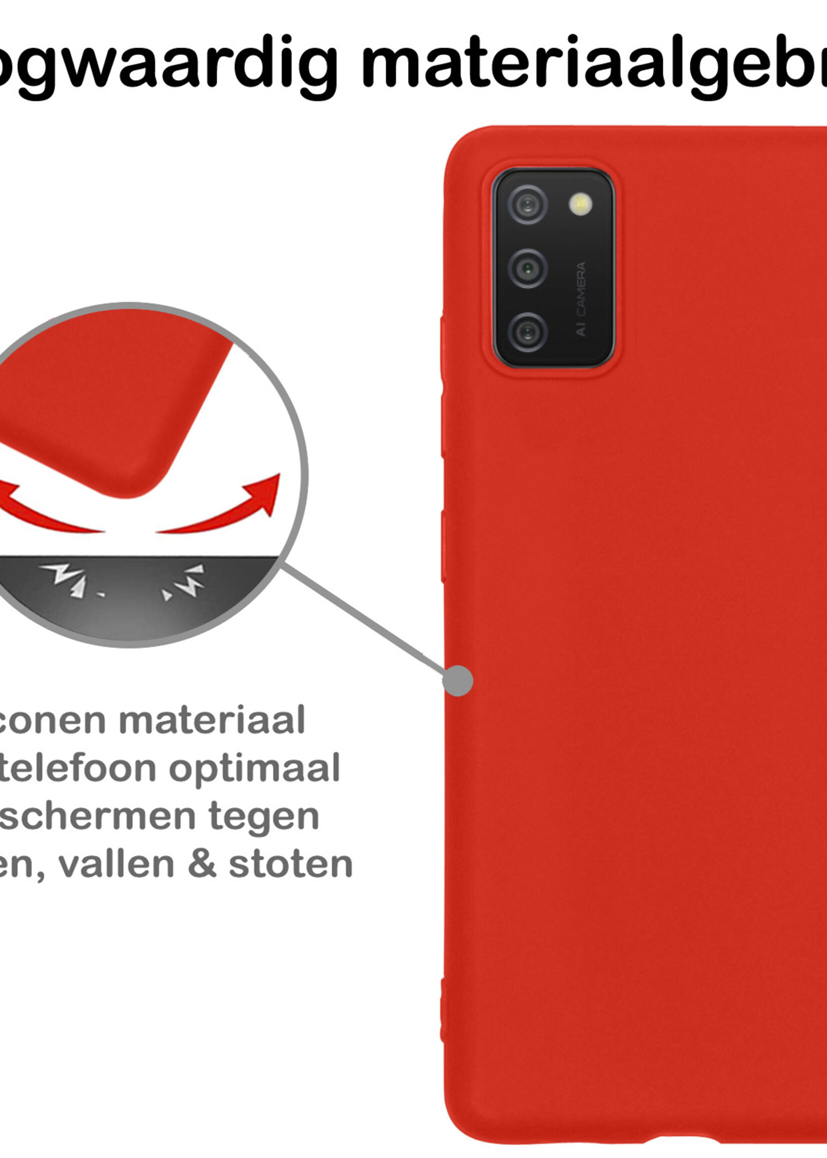 BTH Hoesje Geschikt voor Samsung A03s Hoesje Siliconen Case Hoes Met Screenprotector - Hoes Geschikt voor Samsung Galaxy A03s Hoes Cover Case - Rood