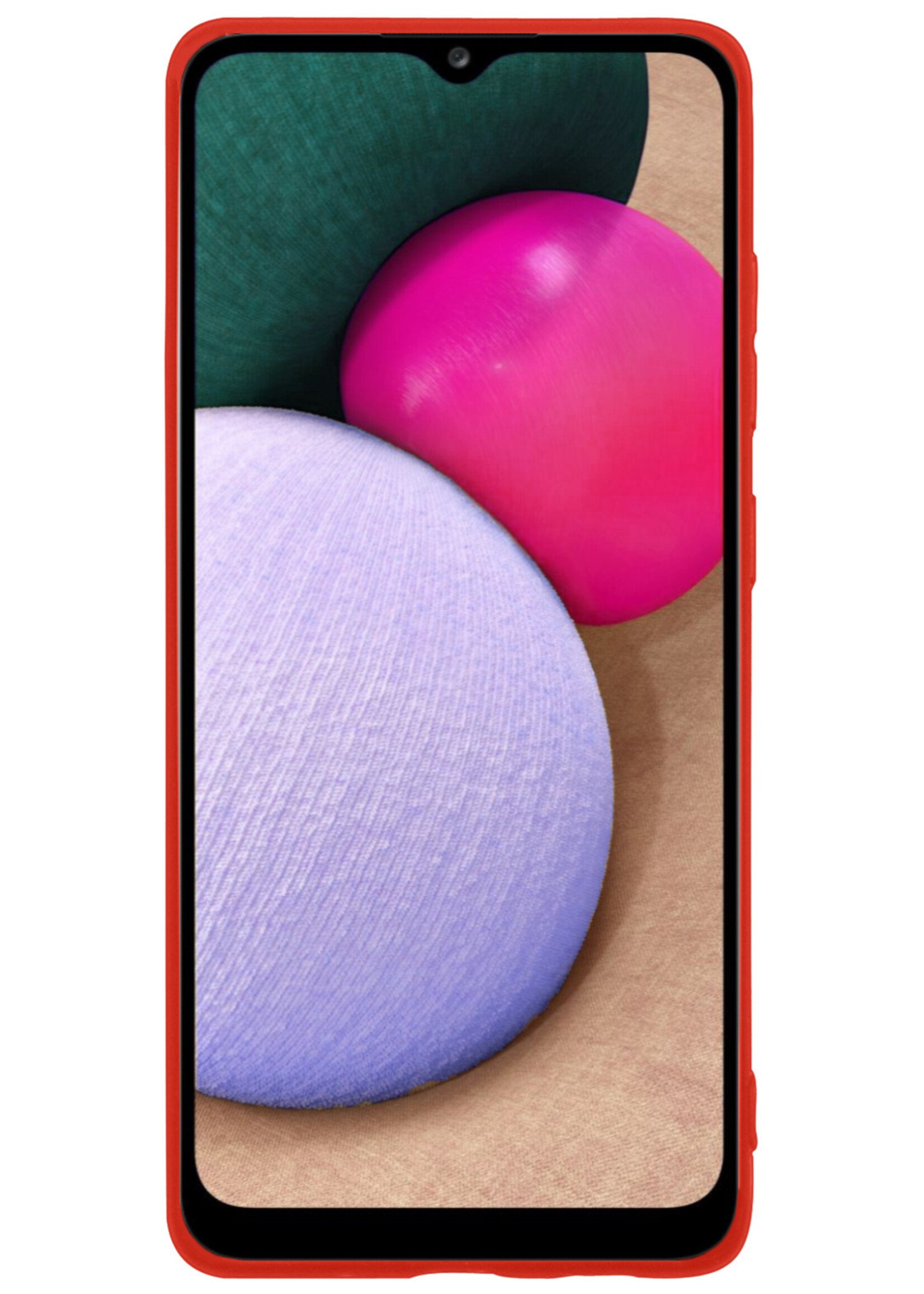 BTH Hoesje Geschikt voor Samsung A03s Hoesje Siliconen Case Hoes Met Screenprotector - Hoes Geschikt voor Samsung Galaxy A03s Hoes Cover Case - Rood