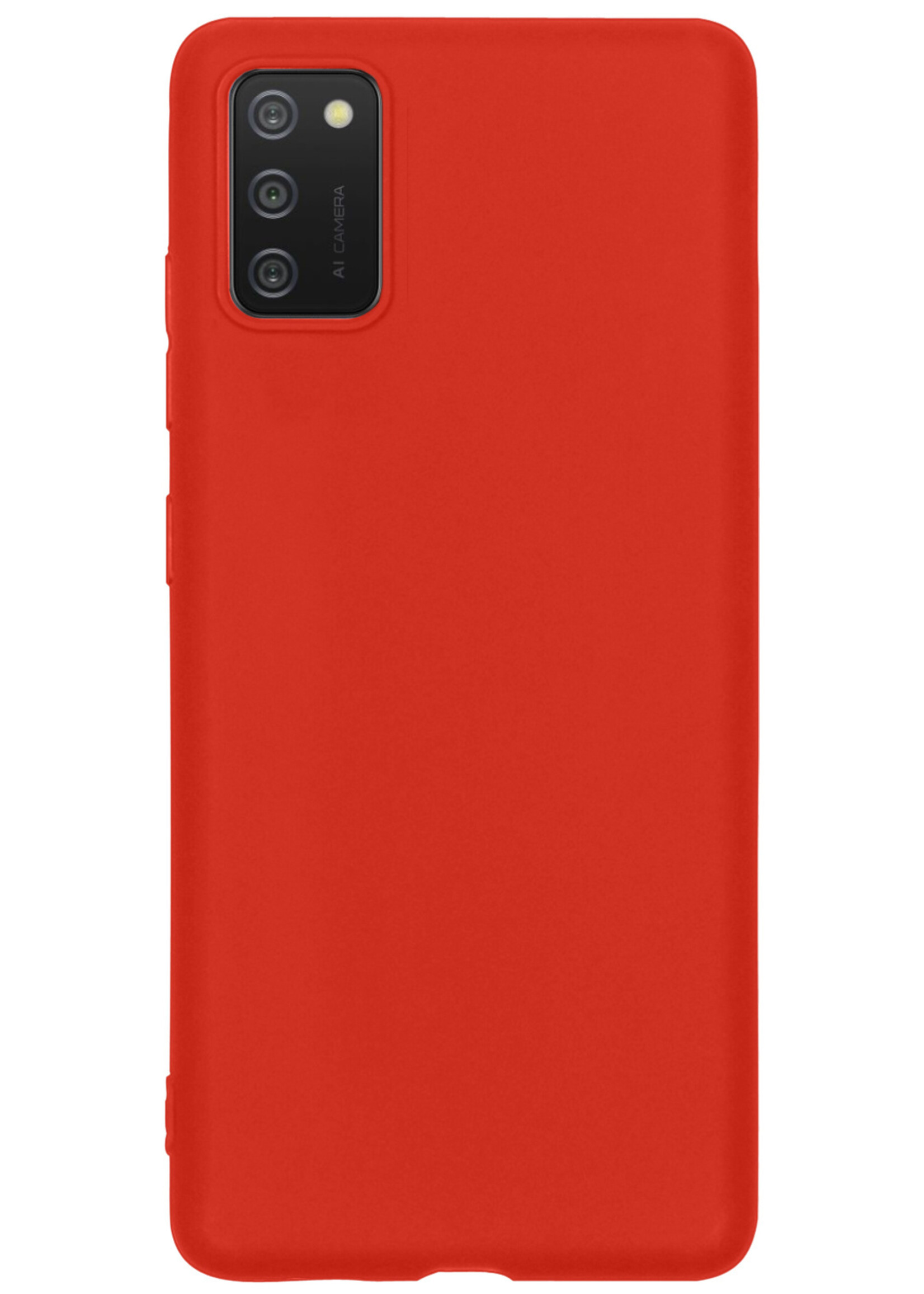 BTH Hoesje Geschikt voor Samsung A03s Hoesje Siliconen Case Hoes Met Screenprotector - Hoes Geschikt voor Samsung Galaxy A03s Hoes Cover Case - Rood