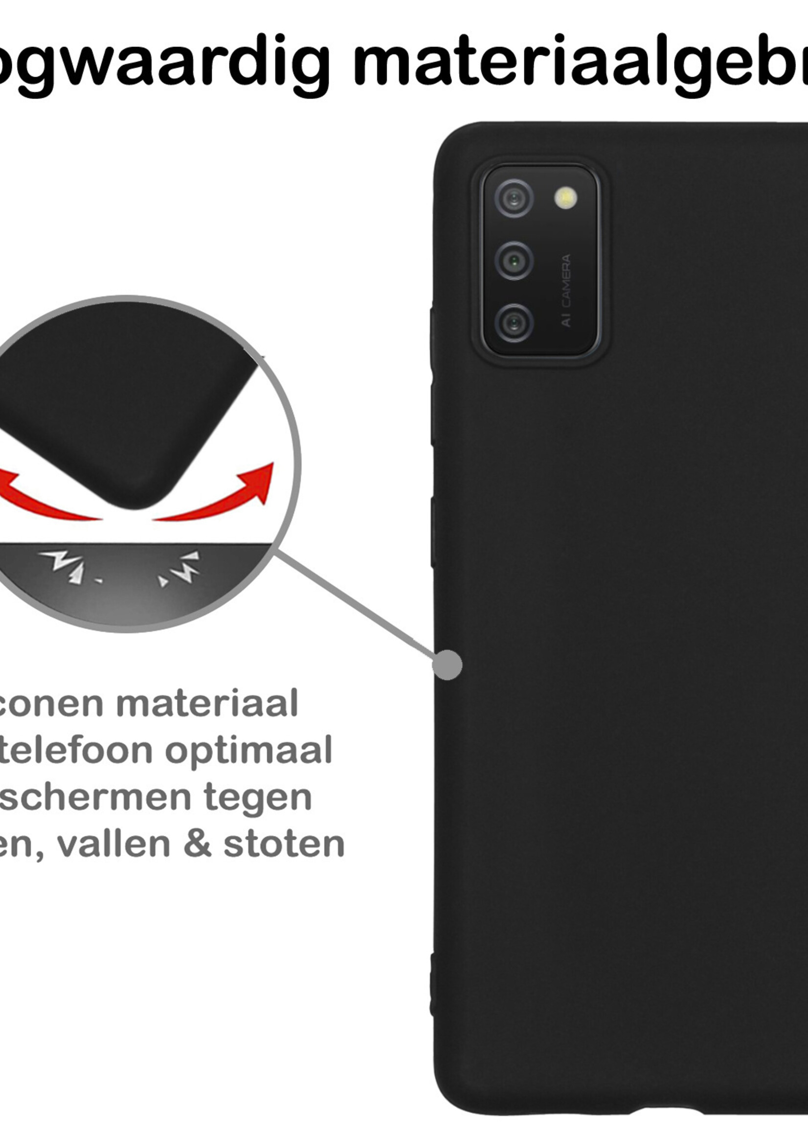 BTH Hoesje Geschikt voor Samsung A03s Hoesje Siliconen Case Hoes Met Screenprotector - Hoes Geschikt voor Samsung Galaxy A03s Hoes Cover Case - Zwart