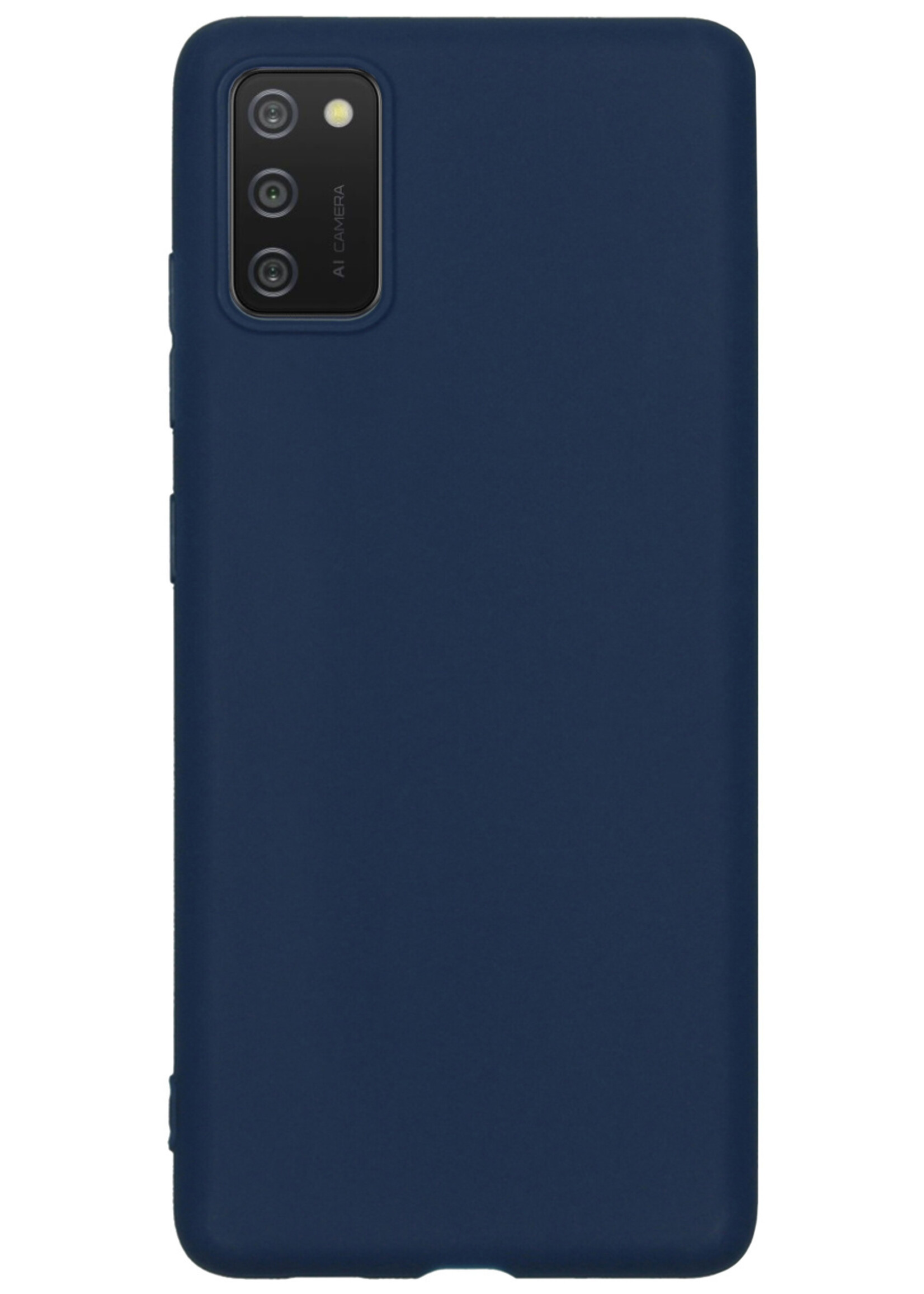 BTH Hoesje Geschikt voor Samsung A03s Hoesje Siliconen Case Hoes Met 2x Screenprotector - Hoes Geschikt voor Samsung Galaxy A03s Hoes Cover Case - Donkerblauw