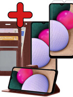 BTH BTH Samsung Galaxy A03s Hoesje Bookcase Bruin Met Screenprotector