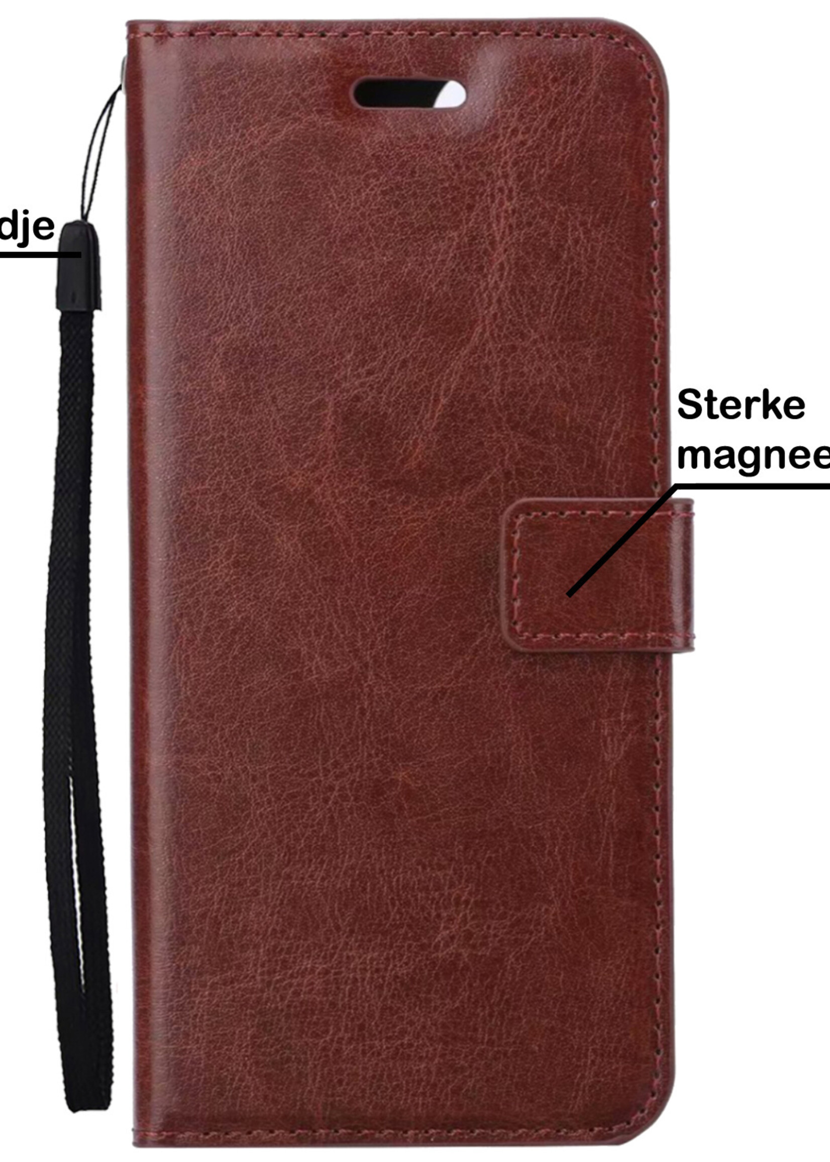 BTH Hoesje Geschikt voor Samsung A03s Hoesje Book Case Hoes Portemonnee Cover Walletcase Met Screenprotector - Hoes Geschikt voor Samsung Galaxy A03s Hoes Bookcase Hoesje - Bruin