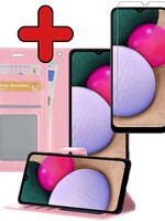 BTH BTH Samsung Galaxy A03s Hoesje Bookcase Lichtroze Met Screenprotector