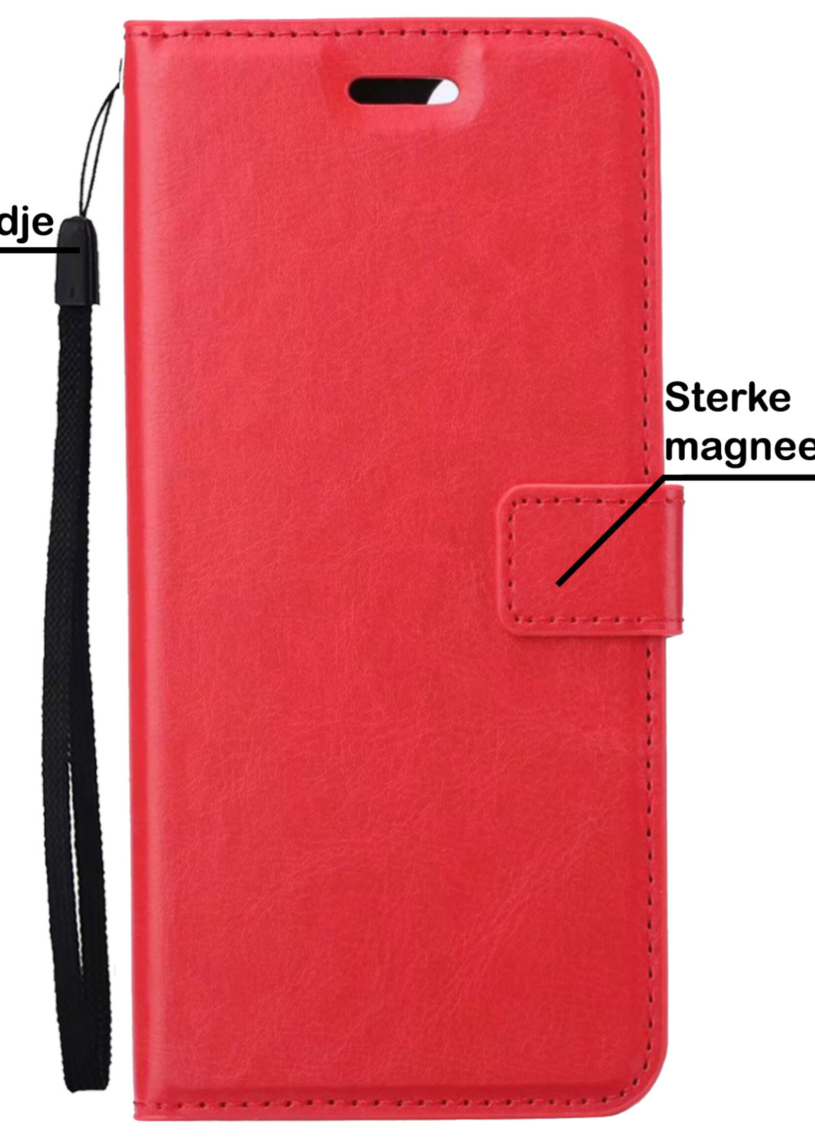 BTH Hoesje Geschikt voor Samsung A03s Hoesje Book Case Hoes Portemonnee Cover Walletcase Met Screenprotector - Hoes Geschikt voor Samsung Galaxy A03s Hoes Bookcase Hoesje - Rood
