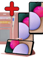 BTH BTH Samsung Galaxy A03s Hoesje Bookcase Rose goud Met Screenprotector