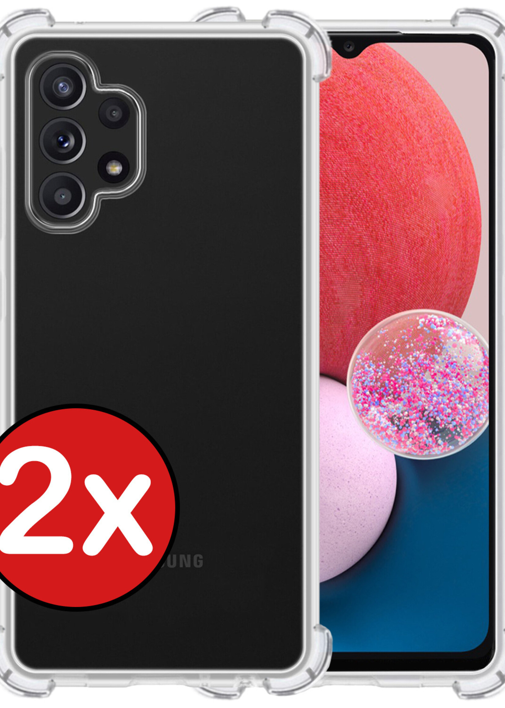 BTH Hoesje Geschikt voor Samsung A13 4G Hoesje Siliconen Shock Proof Case Hoes - Hoes Geschikt voor Samsung Galaxy A13 4G Hoes Cover Case Shockproof - Transparant - 2 PACK