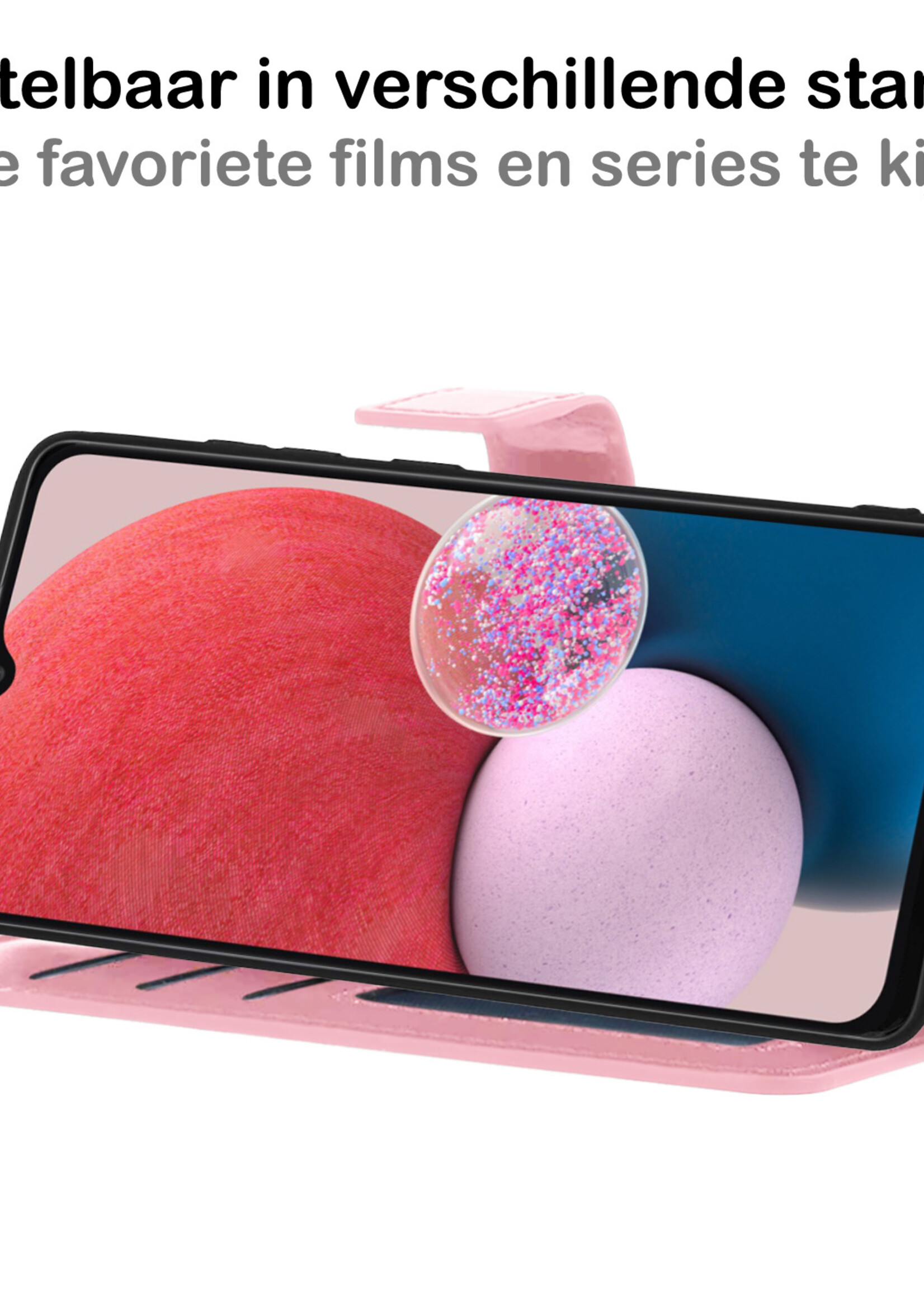 BTH Samsung A13 4G Hoesje Book Case Hoes - Samsung Galaxy A13 4G Case Hoesje Portemonnee Cover - Samsung A13 4G Hoes Wallet Case Hoesje - Licht Roze