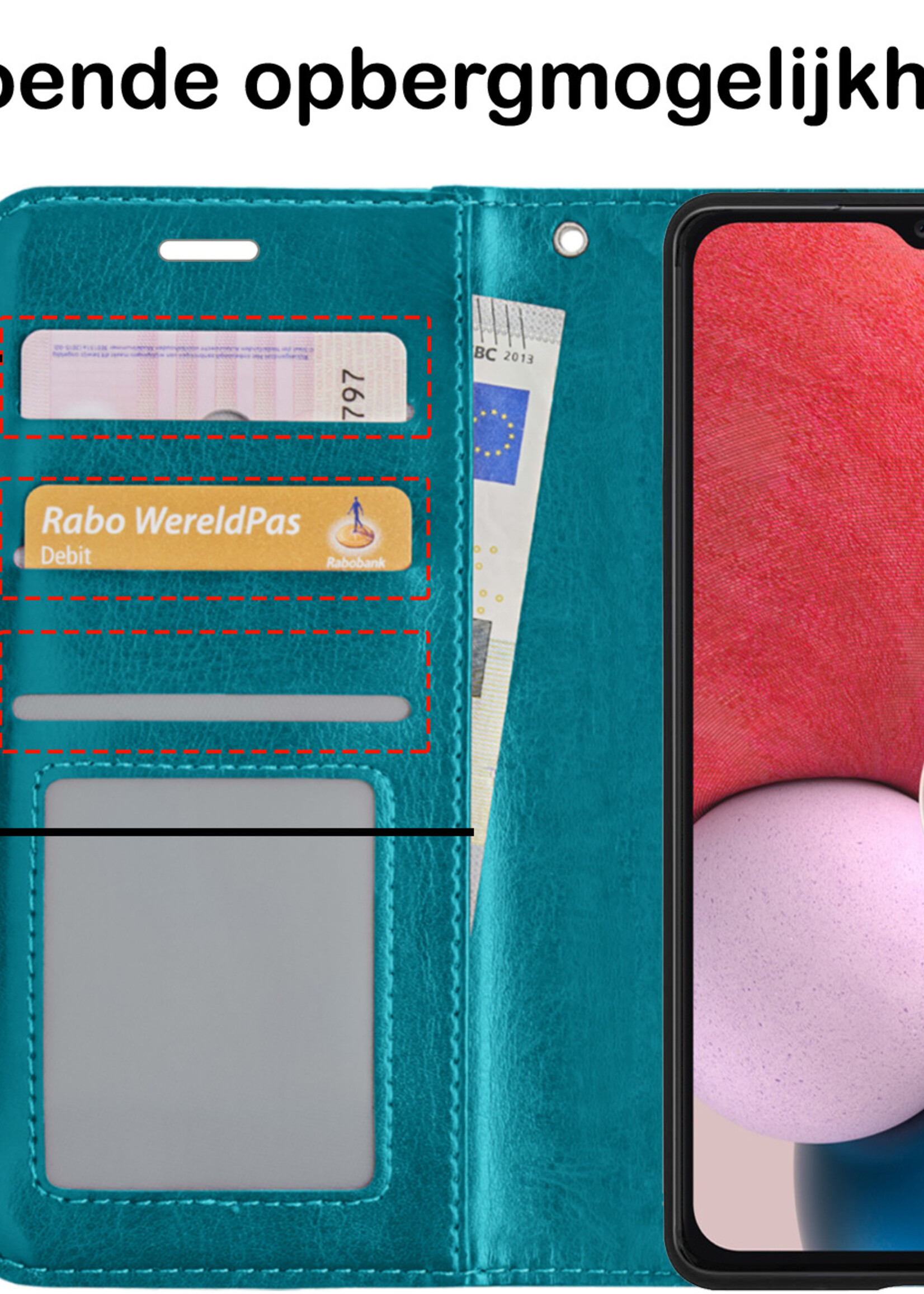 BTH Samsung A13 4G Hoesje Book Case Hoes - Samsung Galaxy A13 4G Case Hoesje Portemonnee Cover - Samsung A13 4G Hoes Wallet Case Hoesje - Turquoise