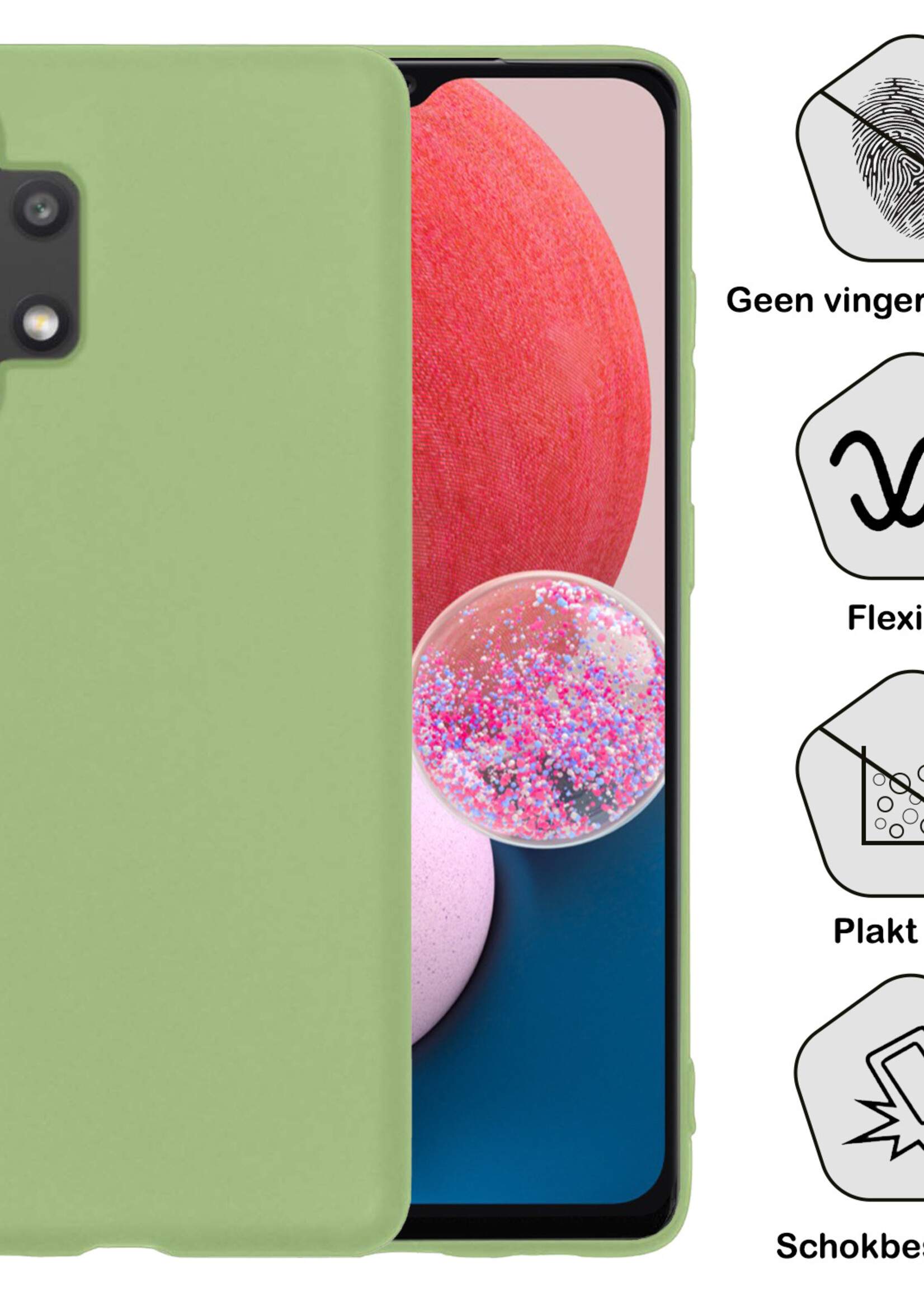 BTH Hoesje Geschikt voor Samsung A13 4G Hoesje Siliconen Case Hoes Met Screenprotector - Hoes Geschikt voor Samsung Galaxy A13 4G Hoes Cover Case - Groen