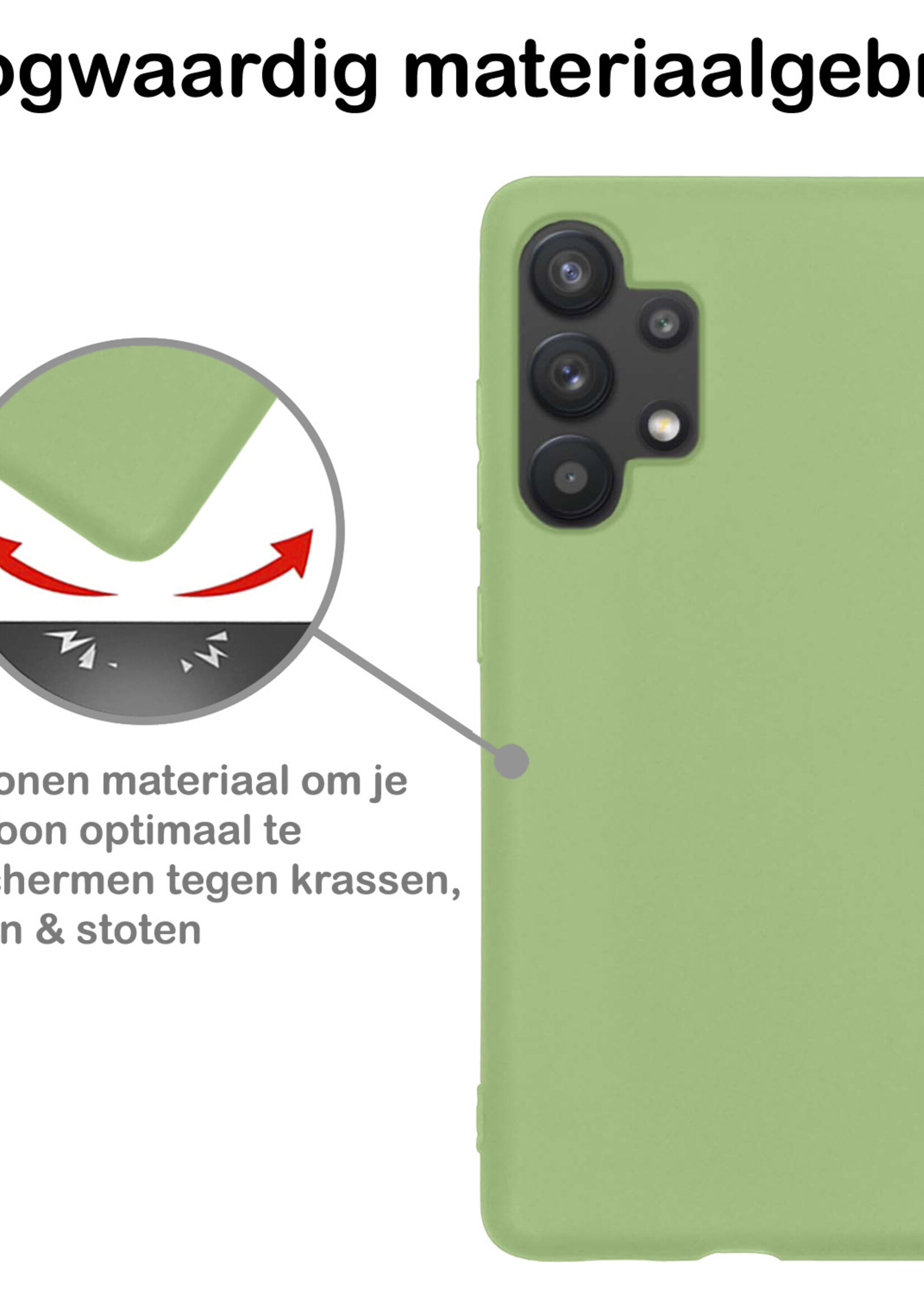 BTH Hoesje Geschikt voor Samsung A13 4G Hoesje Siliconen Case Hoes Met Screenprotector - Hoes Geschikt voor Samsung Galaxy A13 4G Hoes Cover Case - Groen