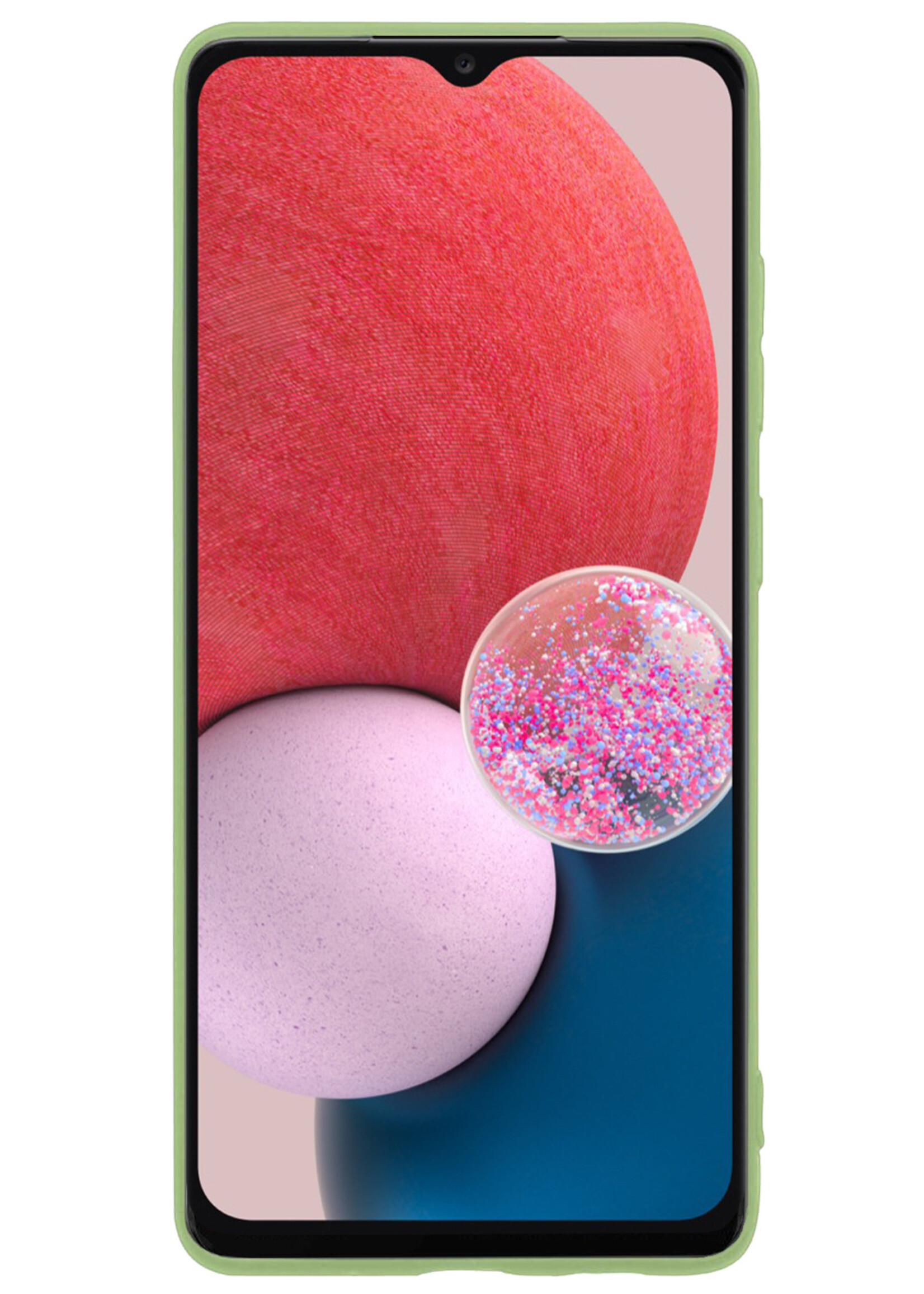 BTH Hoesje Geschikt voor Samsung A13 4G Hoesje Siliconen Case Hoes Met Screenprotector - Hoes Geschikt voor Samsung Galaxy A13 4G Hoes Cover Case - Groen