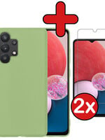 BTH BTH Samsung Galaxy A13 4G Hoesje Siliconen Met 2x Screenprotector - Groen