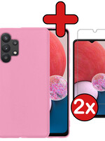 BTH BTH Samsung Galaxy A13 4G Hoesje Siliconen Met 2x Screenprotector - Lichtroze
