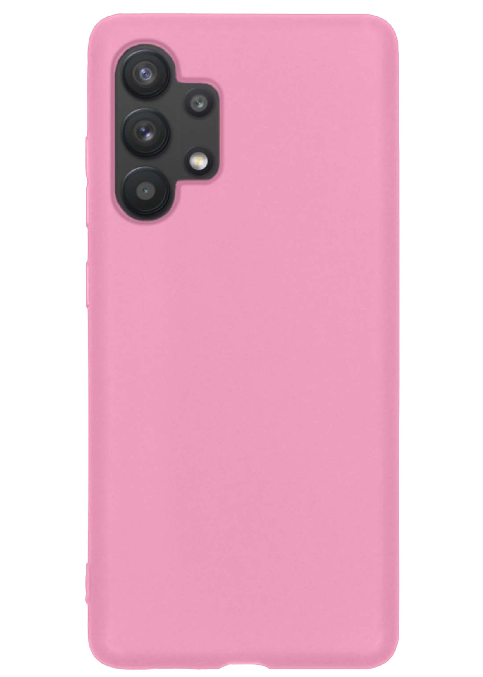 BTH Hoesje Geschikt voor Samsung A13 4G Hoesje Siliconen Case Hoes Met 2x Screenprotector - Hoes Geschikt voor Samsung Galaxy A13 4G Hoes Cover Case - Lichtroze