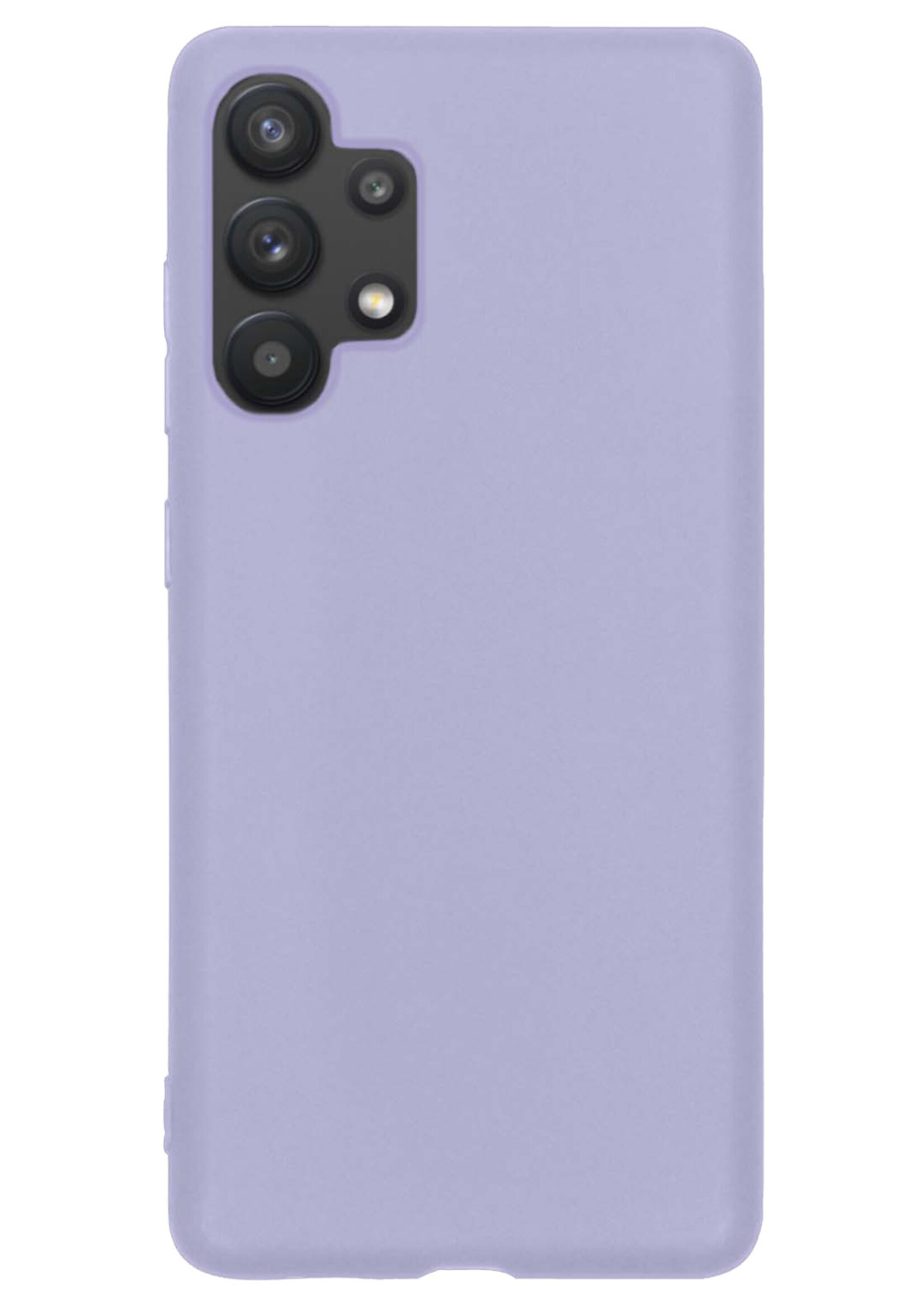 BTH Hoesje Geschikt voor Samsung A13 4G Hoesje Siliconen Case Hoes Met 2x Screenprotector - Hoes Geschikt voor Samsung Galaxy A13 4G Hoes Cover Case - Lila