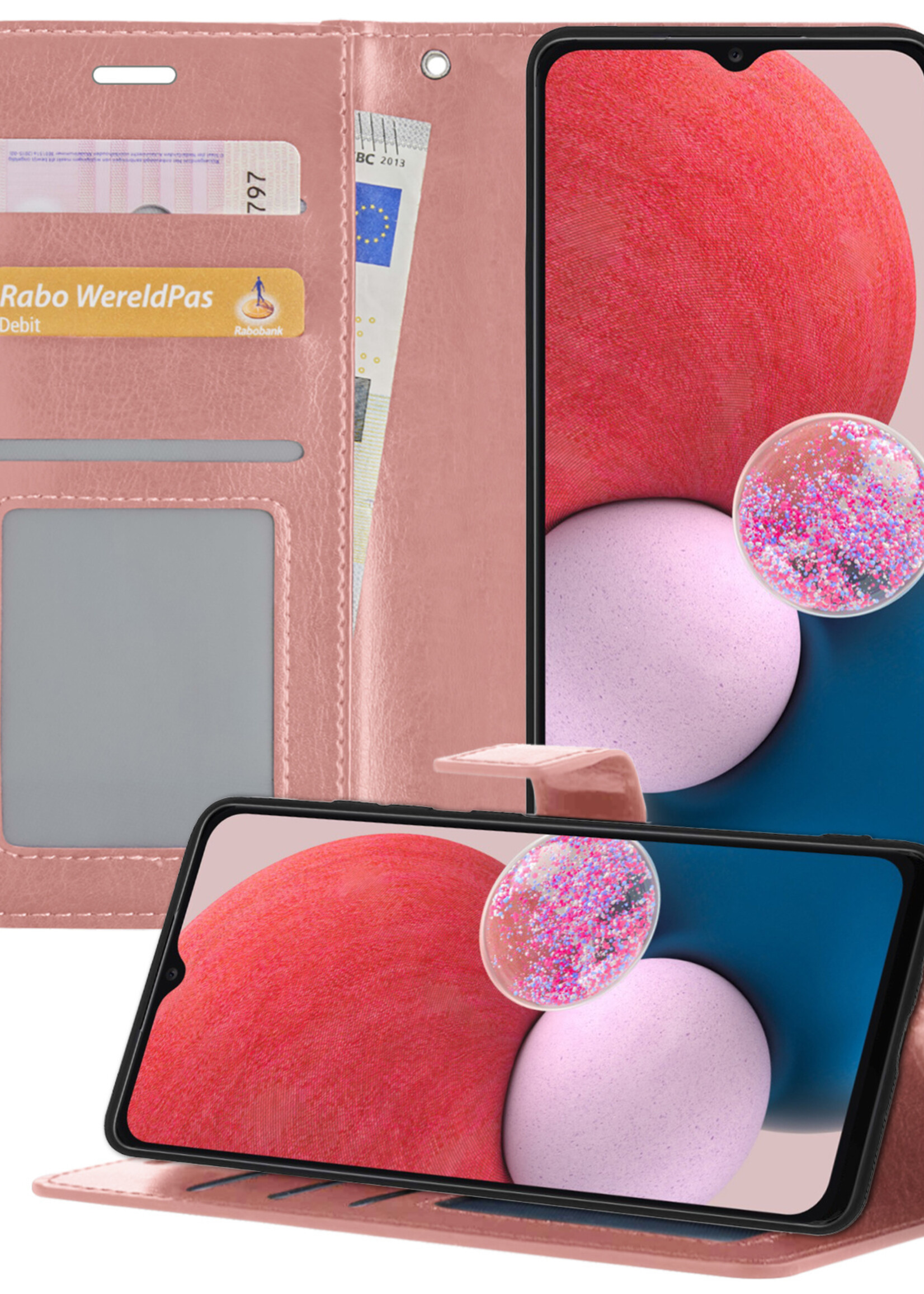 BTH Samsung A13 4G Hoesje Book Case Hoes - Samsung Galaxy A13 4G Case Hoesje Portemonnee Cover - Samsung A13 4G Hoes Wallet Case Hoesje - Rosé Goud