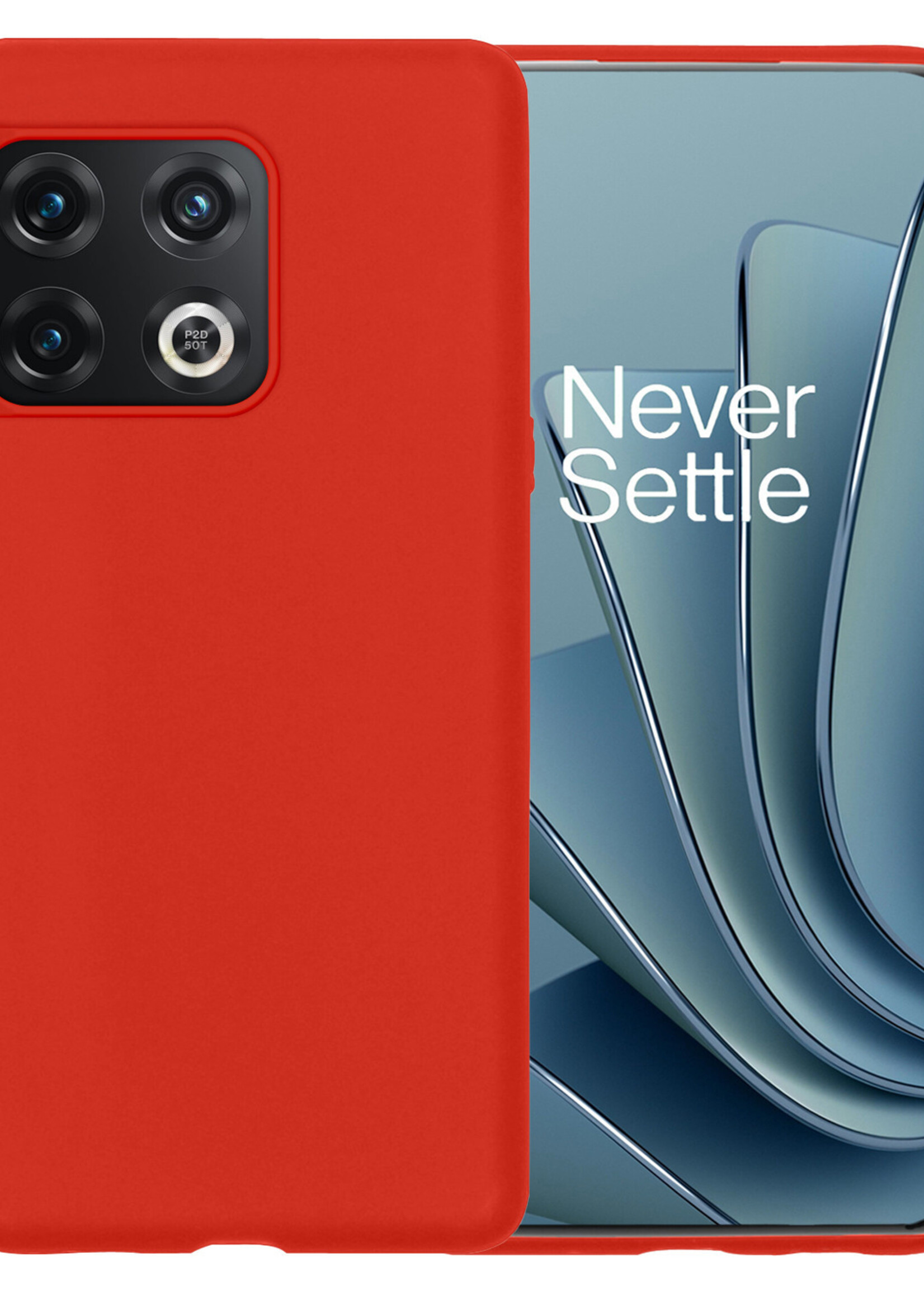 BTH OnePlus 10 Pro Hoesje Siliconen Case Cover - OnePlus 10 Pro Hoesje Cover Hoes Siliconen - Rood