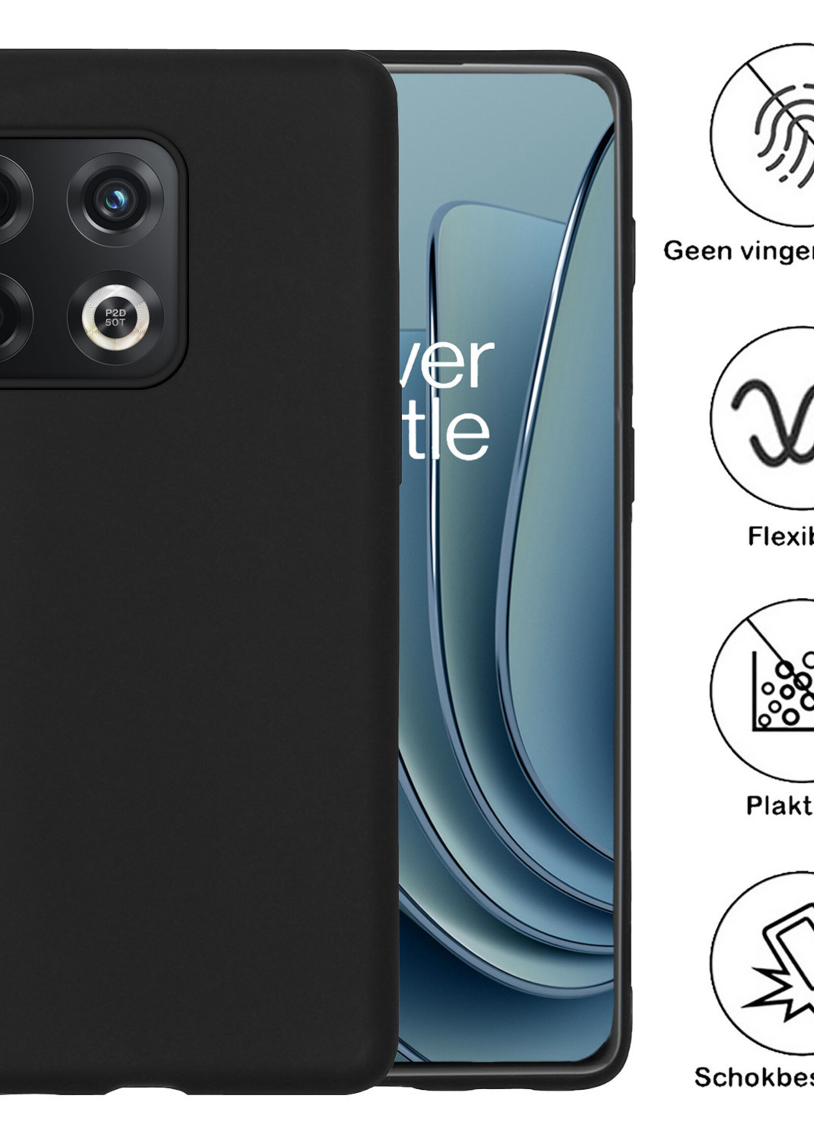 BTH OnePlus 10 Pro Hoesje Siliconen Case Cover - OnePlus 10 Pro Hoesje Cover Hoes Siliconen - Zwart